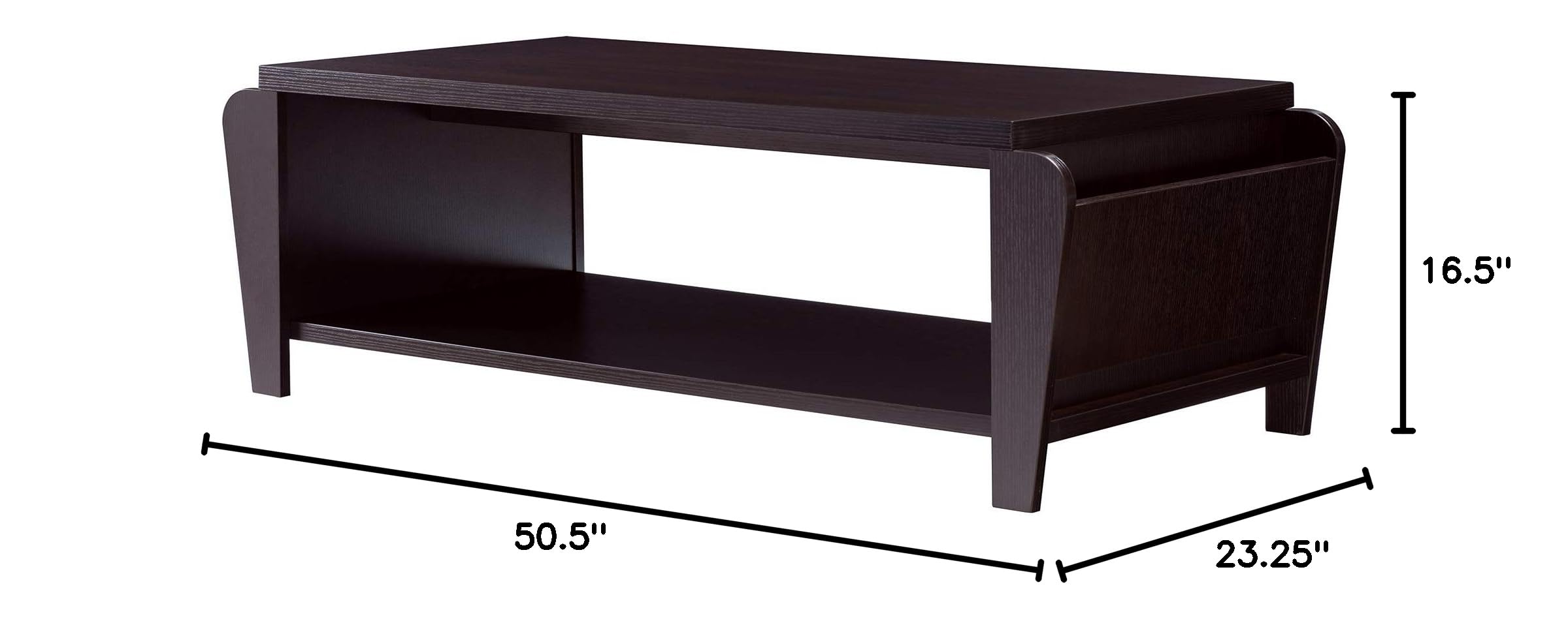 Modern Rectangular Coffee Table with Open Shelf - Cappuccino Finish for Living Room, Lounge & Office - Stylish & Functional Home Decor