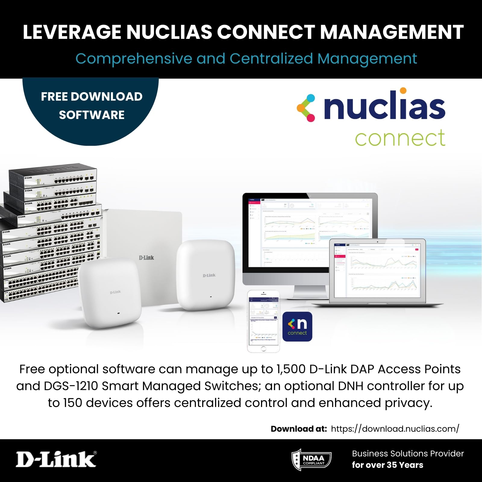 D-Link DGS-1210-10 10-Port Gigabit Smart Managed Switch with 8 GbE & 2 SFP Ports, L2+ Features, VLAN Support, Cable Diagnostics - Web Managed for Home Office, Small Business Network Setup | Desktop/Rackmount | Fanless Design | NDAA Compliant | Lifetime Warranty