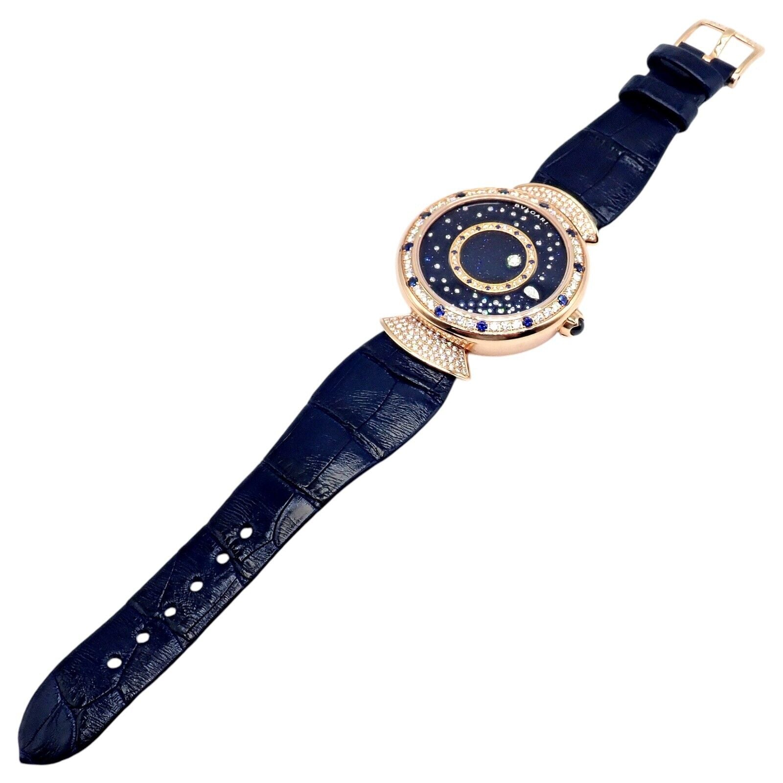 Bulgari 18k Rose Gold Diamond Sapphire Divas Dream Automatic Roman Night Watch - Luxury Women's Timepiece for Gala Events & Evening Occasions