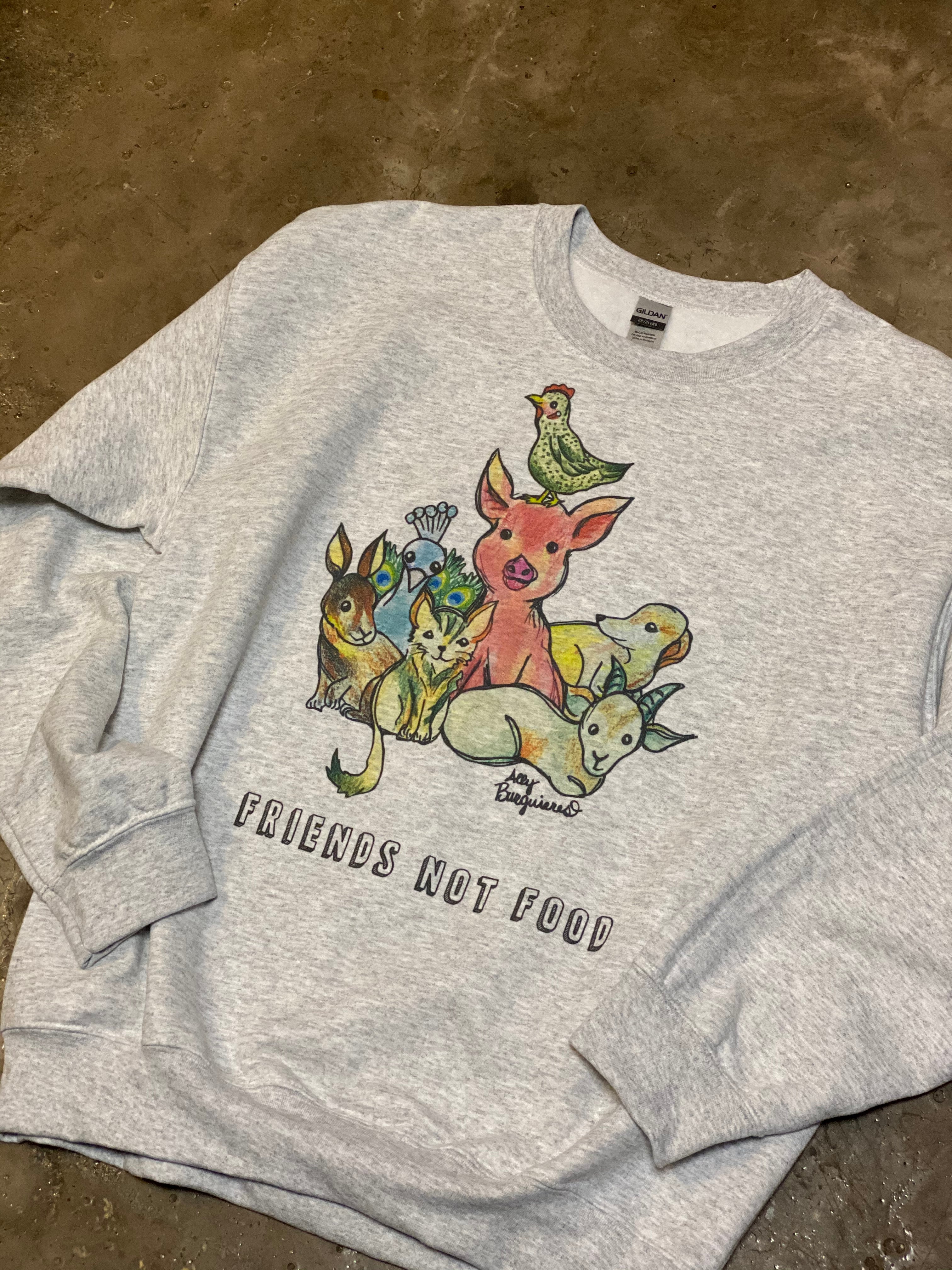 Friends Not Food Vegan Sweatshirt - Cocoally Eco-Friendly Apparel for Animal Lovers & Ethical Fashion