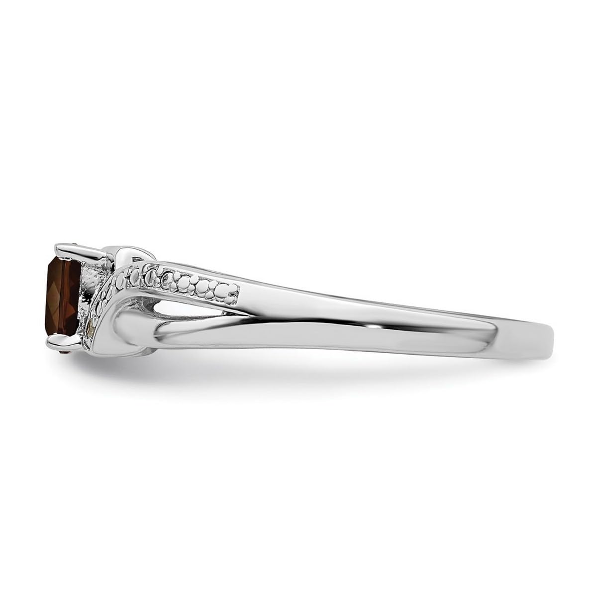 925 Sterling Silver Smoky Quartz Diamond Ring for Women - 2mm Wide Band, Elegant Dainty Jewelry for Engagement, Anniversary & Everyday Wear