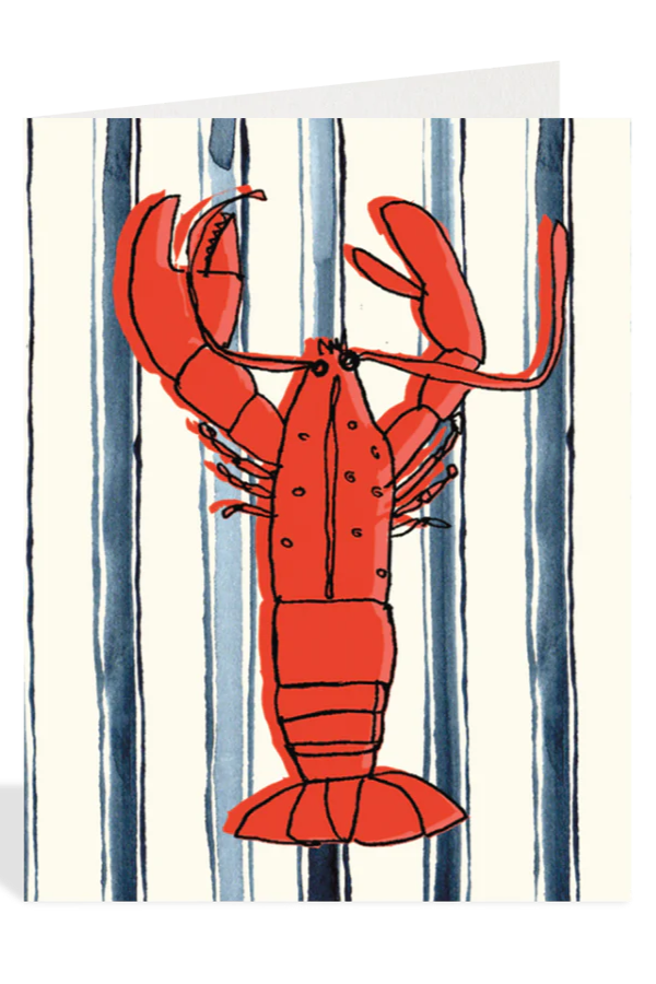 Stylish Lobster and Stripes Greeting Card - Perfect for Birthdays, Anniversaries & Special Occasions | Unique Handmade Card for Loved Ones