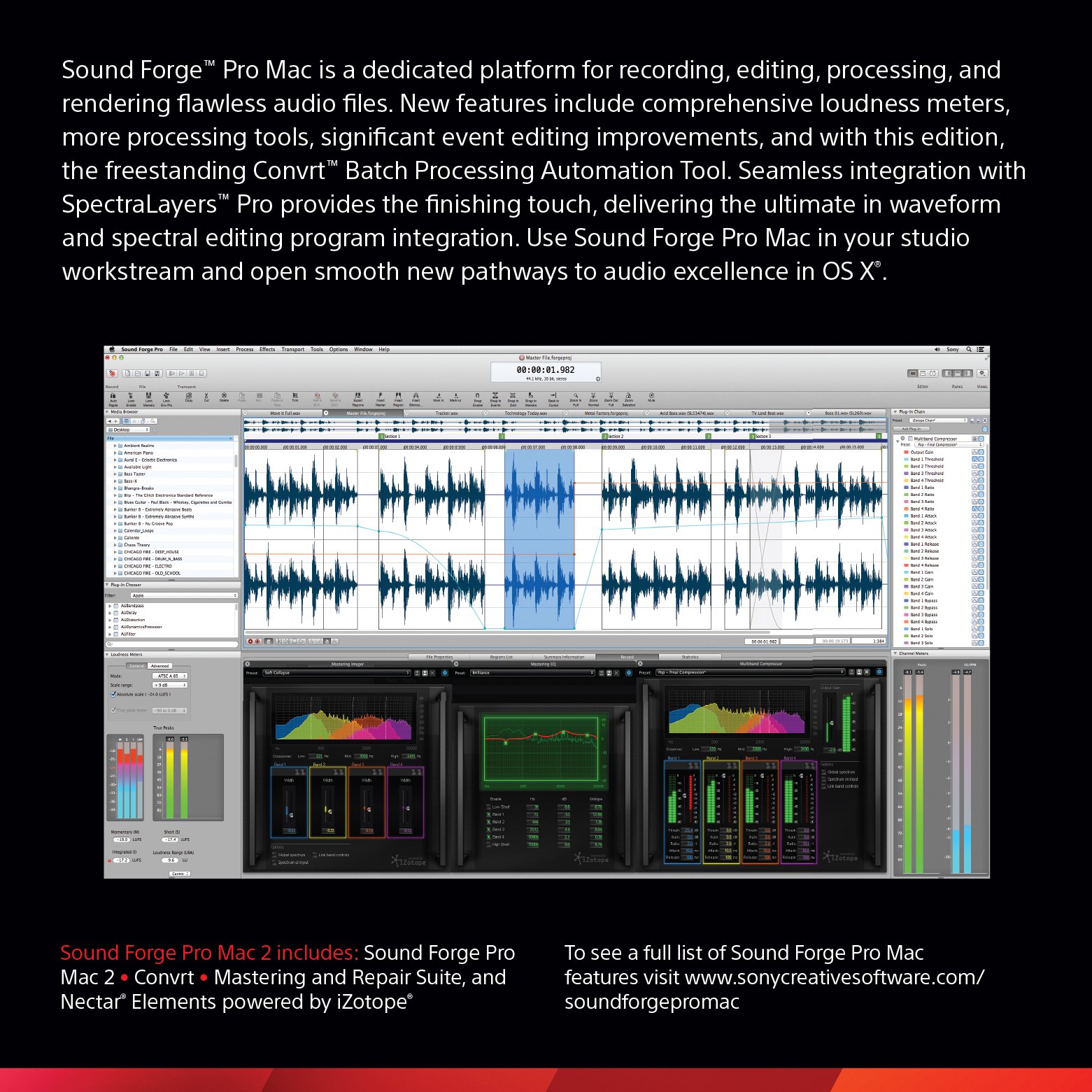 Sony Sound Forge Pro Mac 2 - Professional Audio Editing Software [Digital Download] for Music Production & Podcast Creation