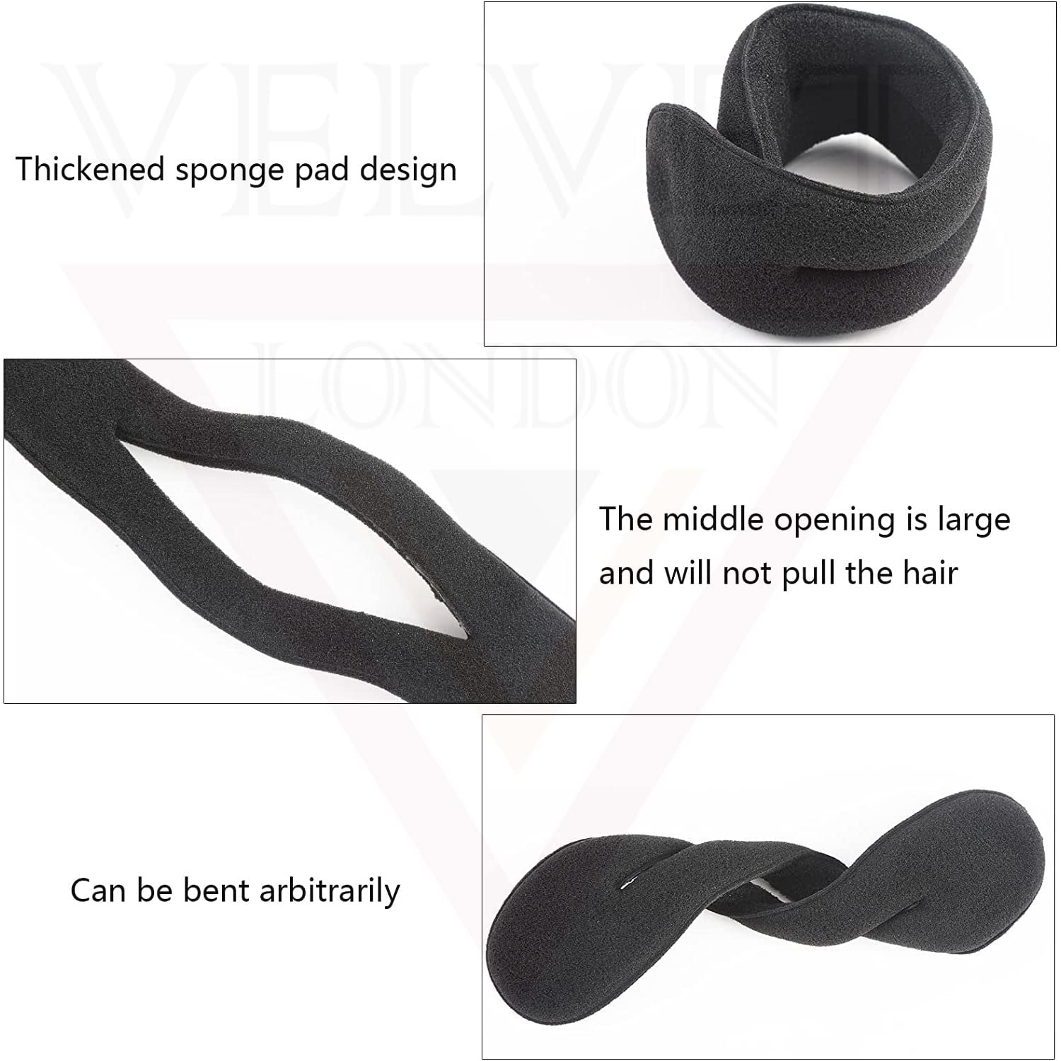 2Pcs Magic Hair Bun Maker & Donut Twister - Hair Styling Wraps, Roll Clips for Ponytail & French Twist - Women's Hair Accessories (Black) - Perfect for Work, Party & Everyday Hairstyles