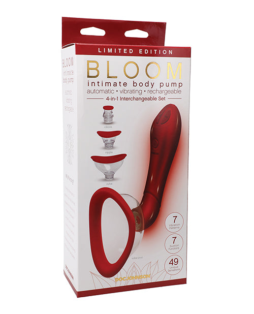 Bloom Intimate Body Pump Vibrating Rechargeable Interchangeable Set - Limited Edition (4 Piece) in Red | Sensual Enhancement for Couples & Solo Play | Perfect for Romantic Nights & Self-Care Moments