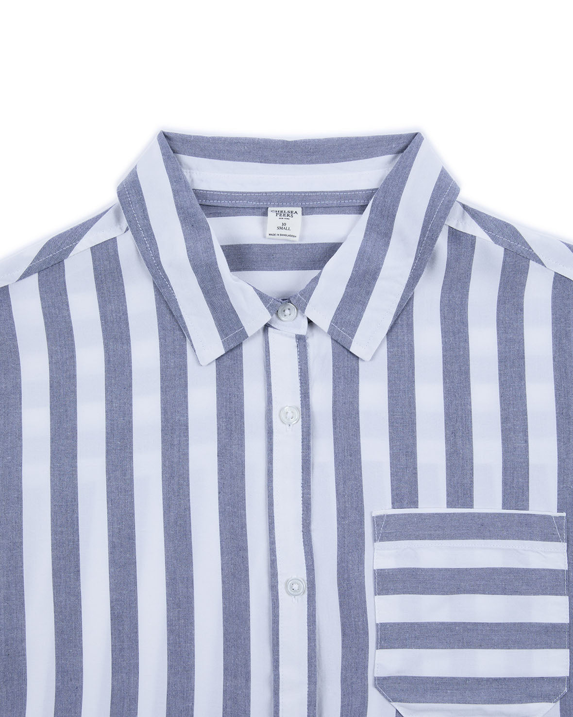 Stylish Blue Poplin Stripe Boyfriend Shirt for Women - Casual Loose Fit Long Sleeve Shirt for Everyday Wear, Office & Date Nights