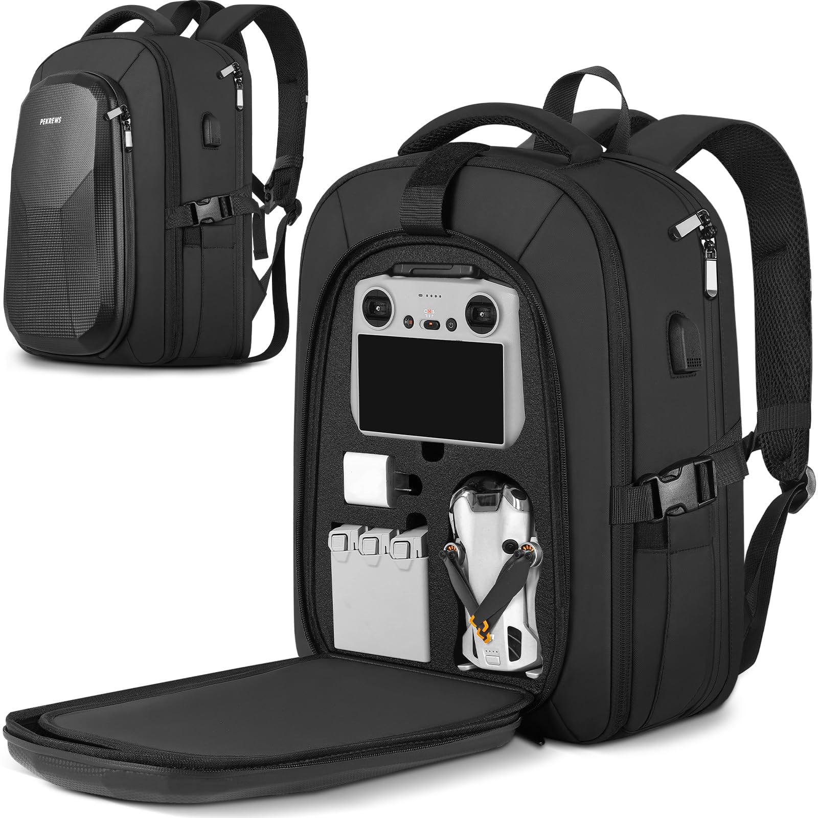 DJI Mini 4 Pro Waterproof Hard Case - Travel Backpack for Fly More Combo Accessories | Protective Storage for Drone, Controller & Batteries | Perfect for Outdoor Adventures & Air Travel