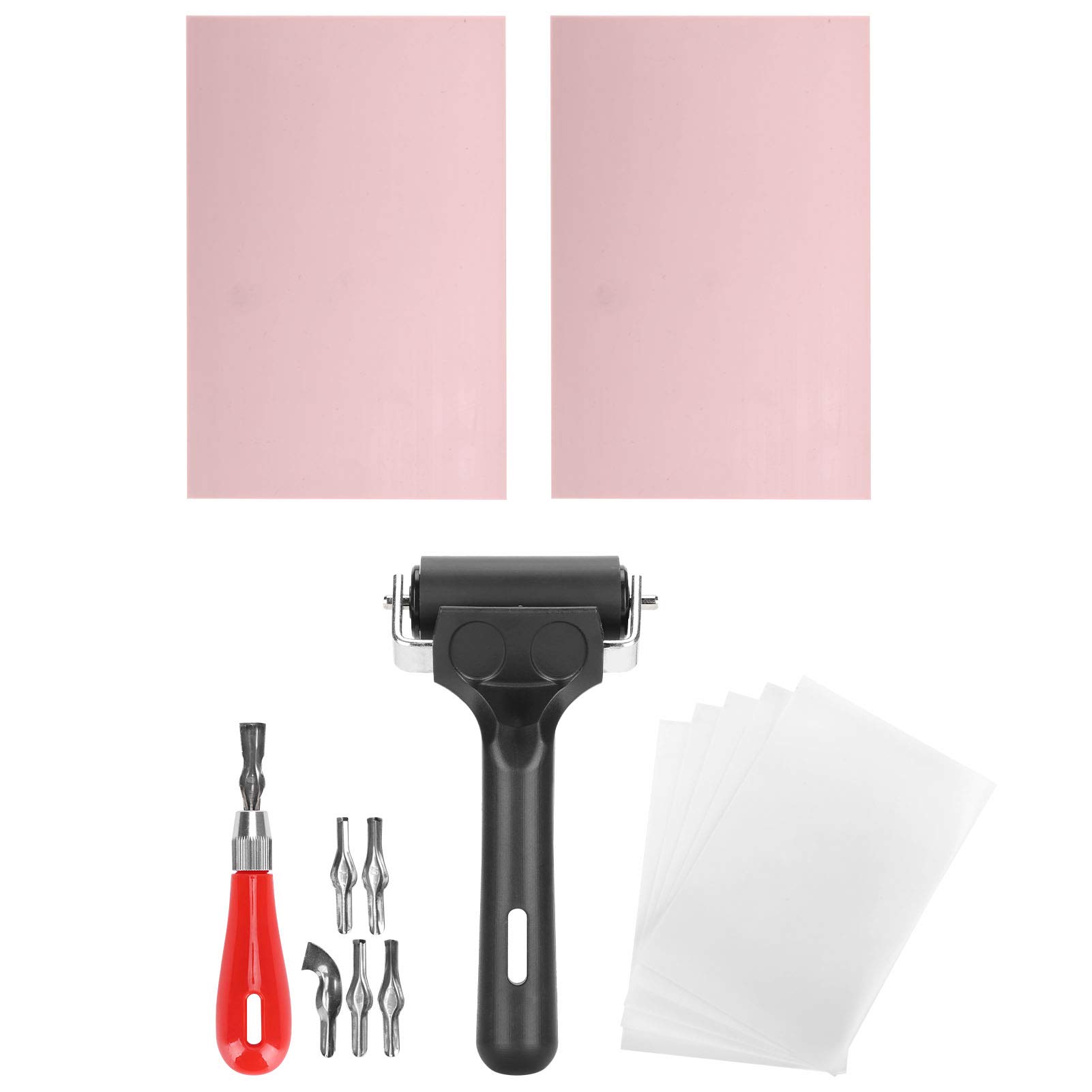 Block Printing Starter Kit - Linoleum Cutting Tool, Tracing Paper, Rubber Block & Brayer Roller for DIY Stamp Carving | Perfect for Handmade Greeting Cards, Fabric Printing & Art Projects