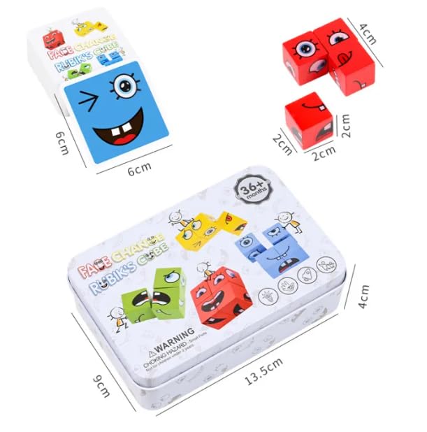 Toy Imagine Cube Face Game - Fun & Educational Puzzle for Kids Ages 3+ | 4 Colorful Cubes & Matching Cards | Memory & Recognition Skill Development | Perfect for Preschool Learning, Family Game Night & Travel Activities