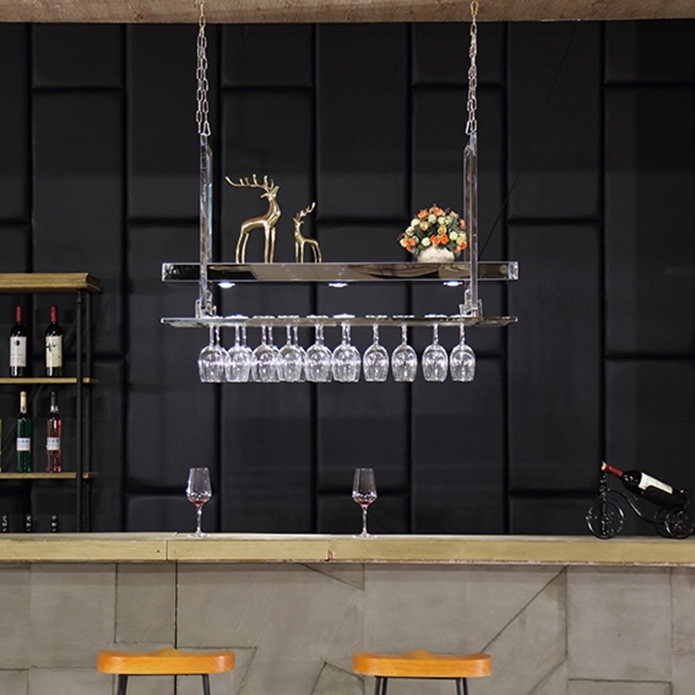 Stainless Steel Wine Glass Holder & Cup Rack - 100cm x 35cm Mahjong Bar Organizer for Upside Down Drying | Perfect for Home Bars, Restaurants, and Game Rooms