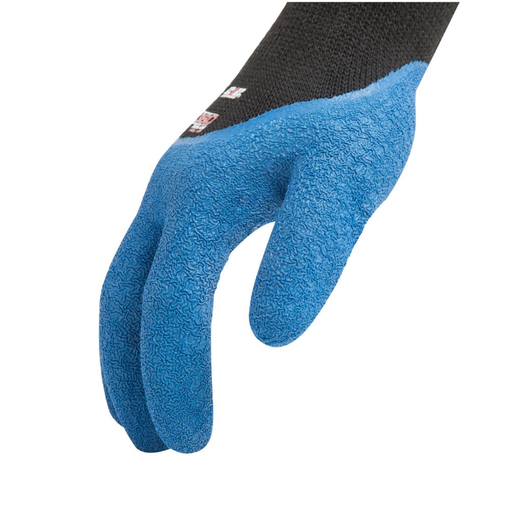 212 Performance AXCRG 05 010PR AX360 Latex Dipped Crinkle Grip Cut Resistant Gloves (EN Level 2 / ANSI A2) - Large, Blue & Black - Ideal for Construction, Food Handling, and Industrial Safety Work
