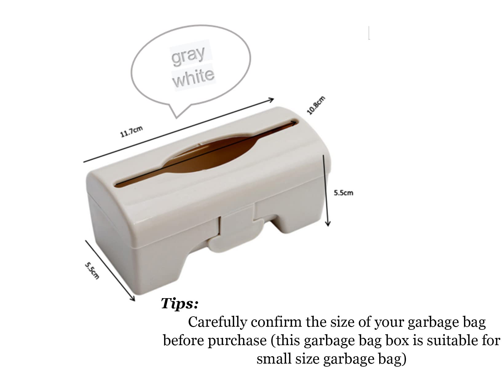 AKOAK Plastic Garbage Bag Stand Dispenser - Wall Mounted Trash Bag Holder for Kitchen, Bathroom & Living Room - Multi-Color Waste Storage Box (Grey White) - Perfect for Home, Office & RV Organization