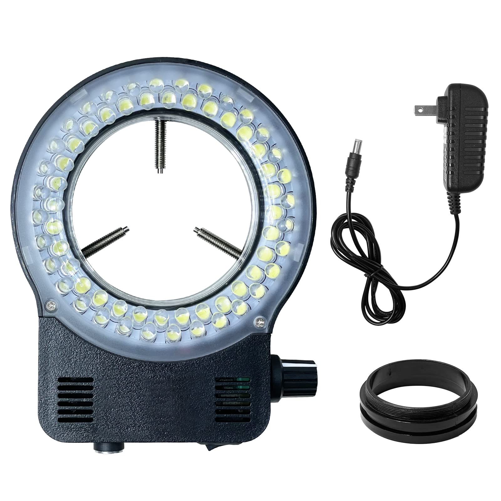 144 LED Ring Light for Stereo Microscope - 64 White Adjustable Illuminator for Industrial Monocular/Binocular/Trinocular Microscopes - Perfect for Soldering, Repair Work & Microscope Video Photography