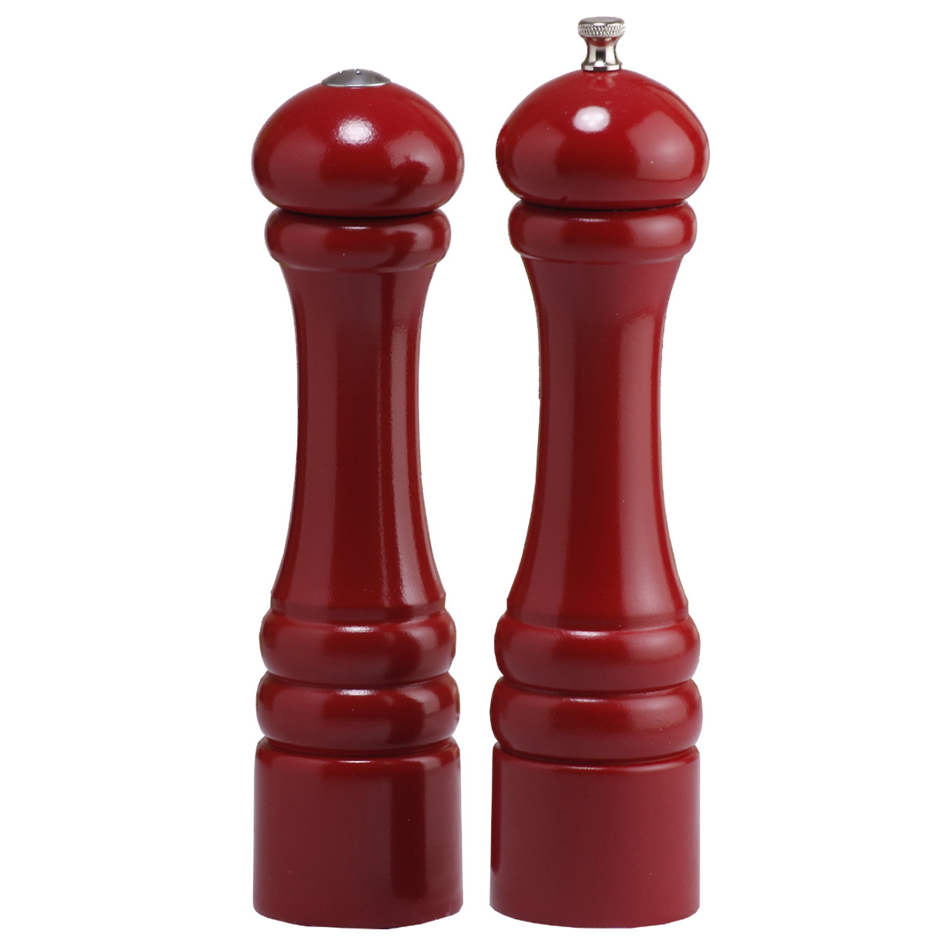 Premium 10 Inch Imperial Pepper Mill and Salt Shaker Set - Chef Specialties Candy Apple Red - Perfect for Kitchen, Dining Table & Gourmet Cooking Gifts