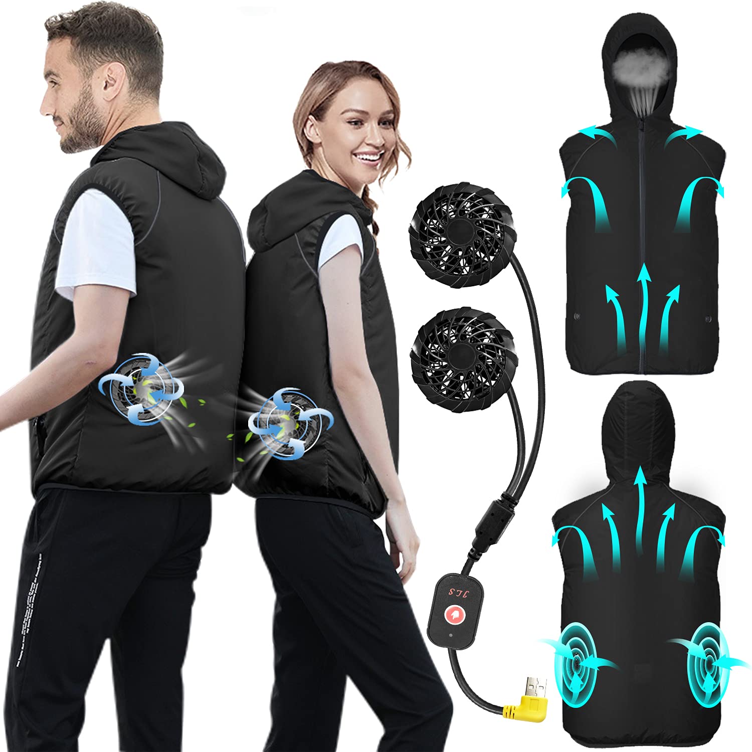 Cooling Vest with Built-in Fans - Air Conditioned Jacket for Men & Women | Sun Protection & Heat Relief for Hot Weather | Perfect for Outdoor Work, Sports & Summer Activities