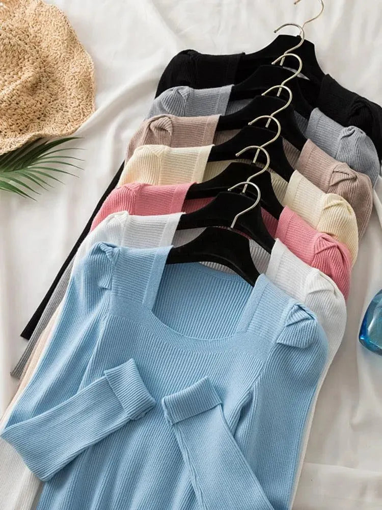 Square Neck Women's Knit Sweaters - Cozy & Stylish Pullovers for Fall & Winter Fashion | Perfect for Office, Casual Outings & Layering