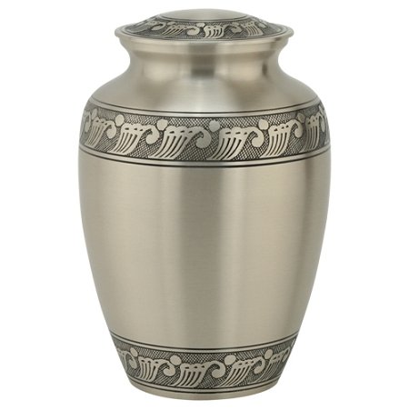 Extra Large Pewter Feather Band Cremation Urn for Ashes - Adult Size Brass & Silver Memorial Urn (12 Inches Tall) - Perfect for Home Display, Funeral Services & Memorial Keepsakes
