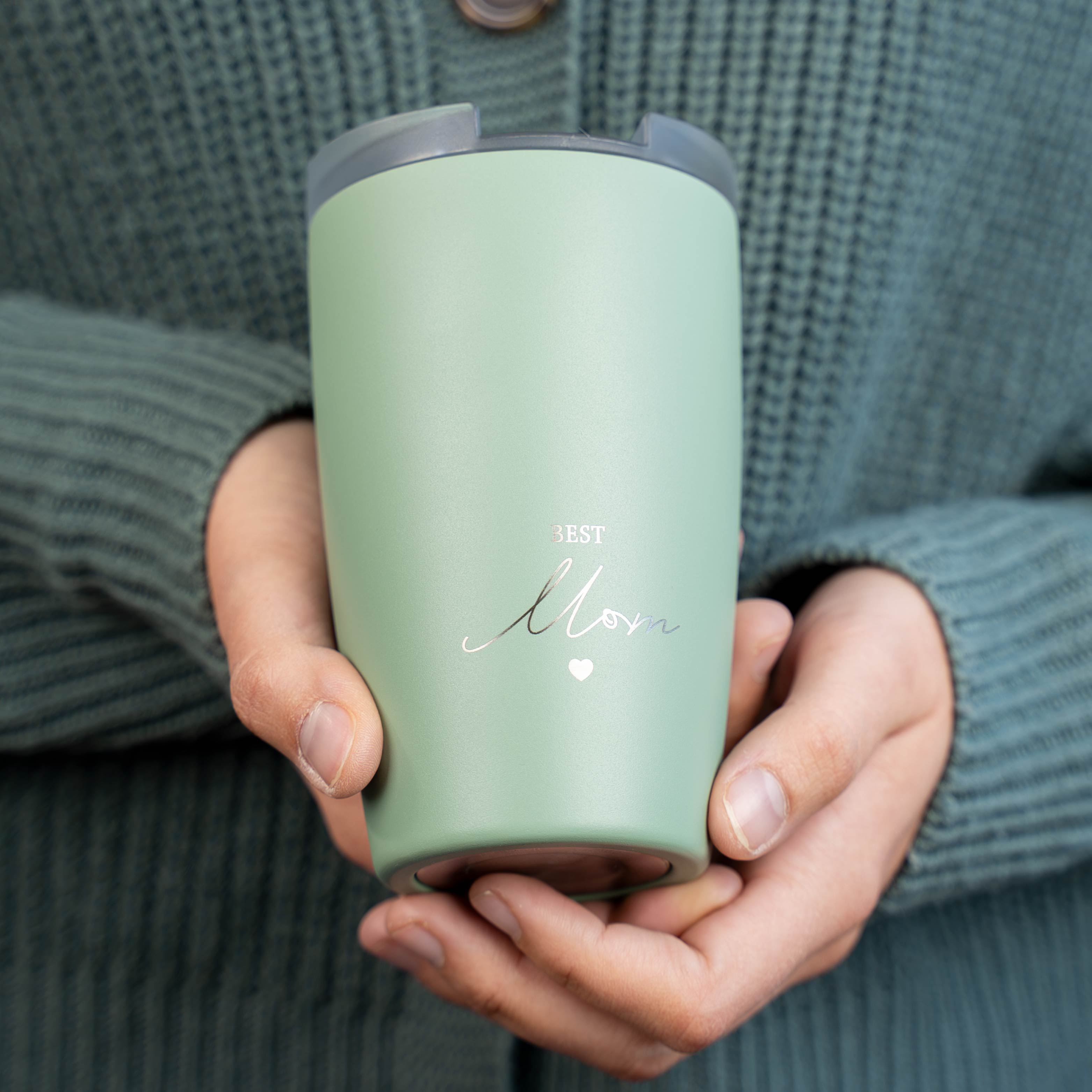 Sage Best Mom Magnetic Insulated Travel Mug - Leak-Proof Stainless Steel Thermos for Coffee, Tea & Hot Drinks - Perfect for Commuting, Office & Outdoor Activities