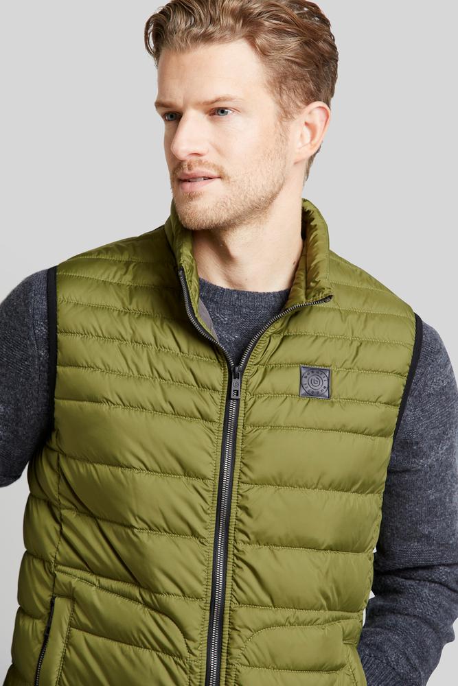 Bugatti Men's Quilted Zip-Up Vest in Moss Green - Lightweight Warm Jacket for Outdoor Hiking, Camping & Casual Wear