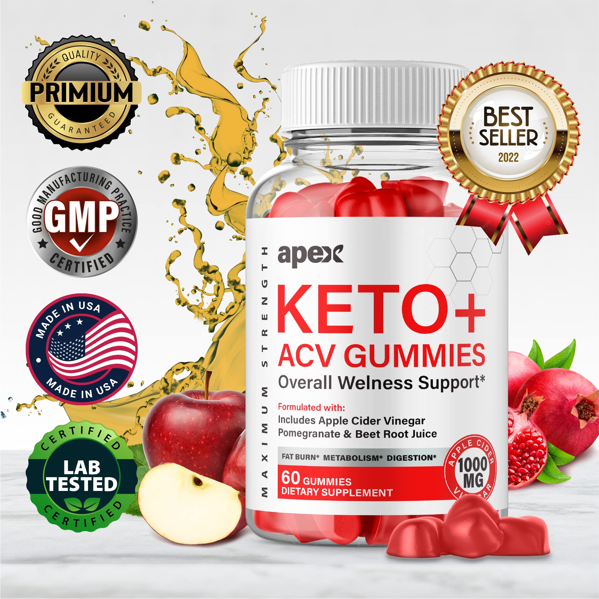 (2 Pack) Apex Keto ACV Gummies - Advanced Formula Apple Cider Vinegar Keto Gummy Supplement for Weight Loss & Energy Boost (120 Gummies) - Perfect for Ketogenic Diet & Low Carb Lifestyle