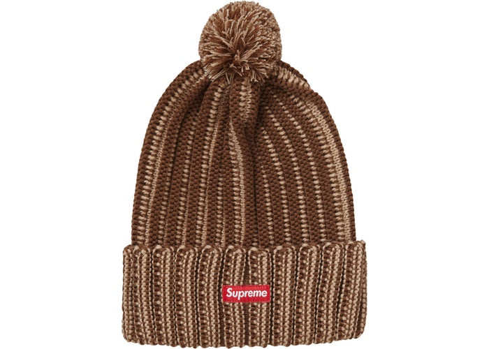 Supreme Contrast Stripe Beanie - Brown Winter Hat for Men & Women - Warm Knit Skull Cap for Cold Weather, Outdoor Sports & Street Fashion