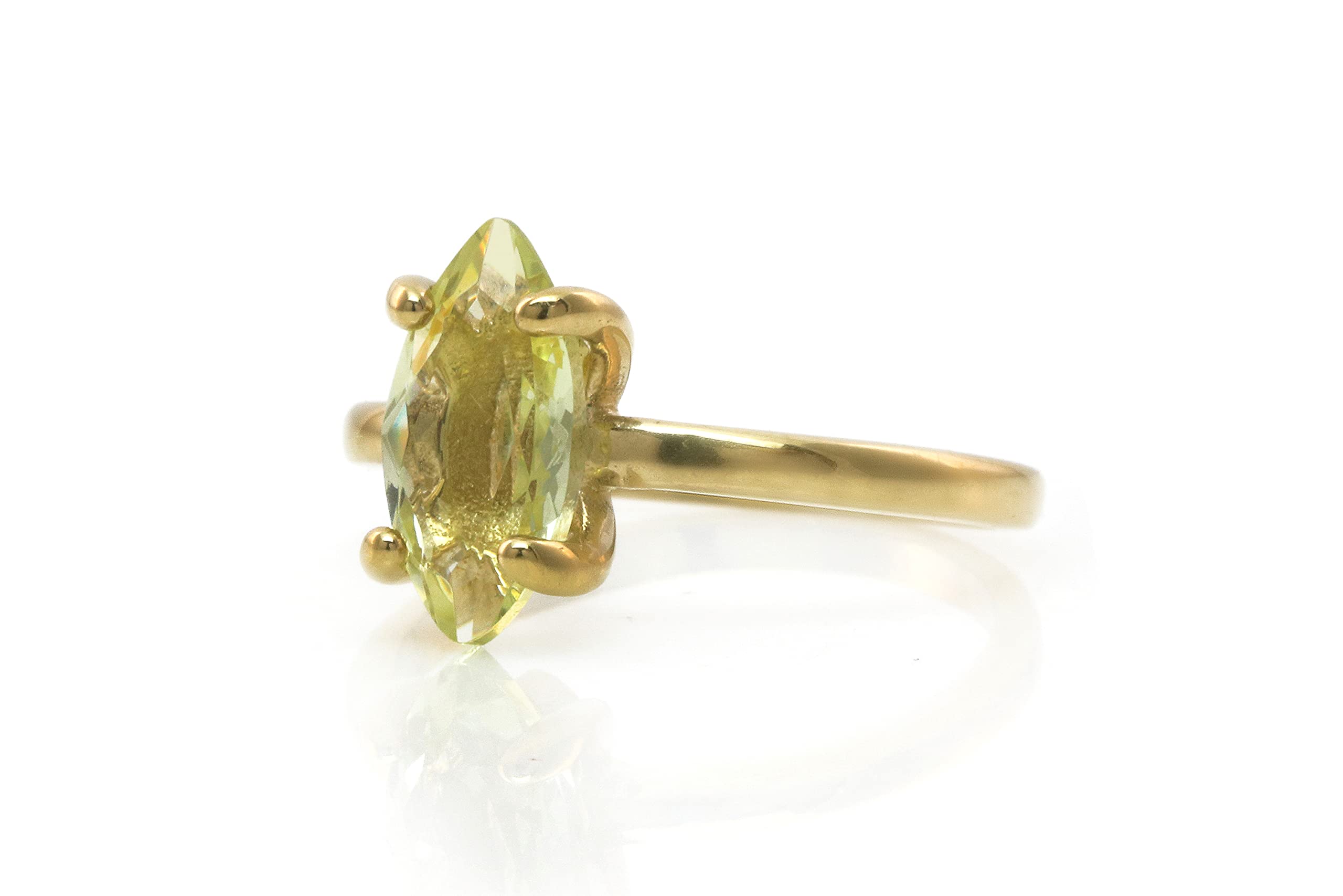 Lemon Quartz Anemone Ring - 14K Gold Custom Engagement Ring, Promise Ring, Fashion Jewelry - Handmade Elegant Ring with Gift Box for Anniversary, Wedding, Valentine's Day Gift