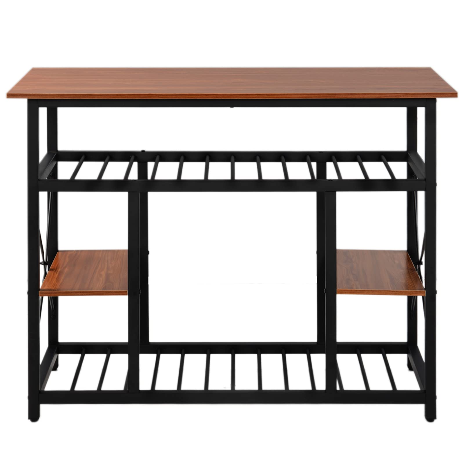 TOPMAX Multifunctional Kitchen Island with Large Faux Marble Worktop - Counter Height Dining Prep Table, Kitchen Rack & Console Side Table for Living Room (Brown) - Perfect for Meal Prep, Entertaining & Small Space Storage