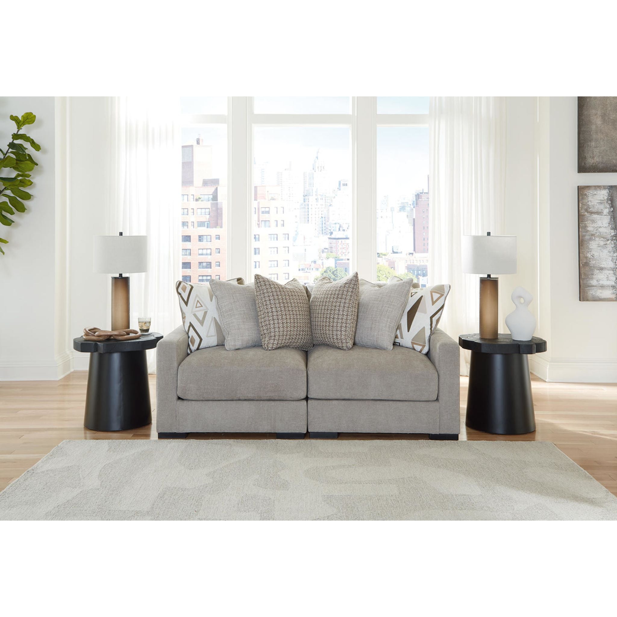 Aslan Court 2-Piece Sectional Sofa Set in Pebble Gray - Modern L-Shaped Couch for Living Room, Lounge & Family Room Comfort