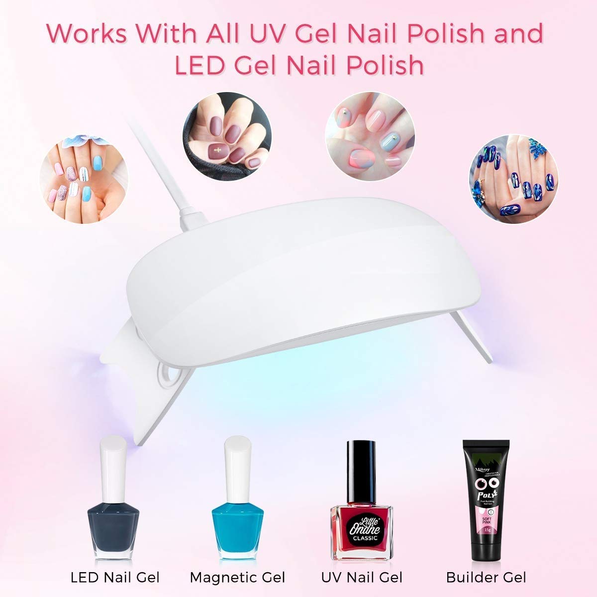 ABDobariya USB Nail Polish Dryer with LED UV Light - Portable Nail Curing Lamp for Fast Drying Fingernails & Toenails - Perfect for Home Manicures, Salon Nail Art & Gel Polish Application