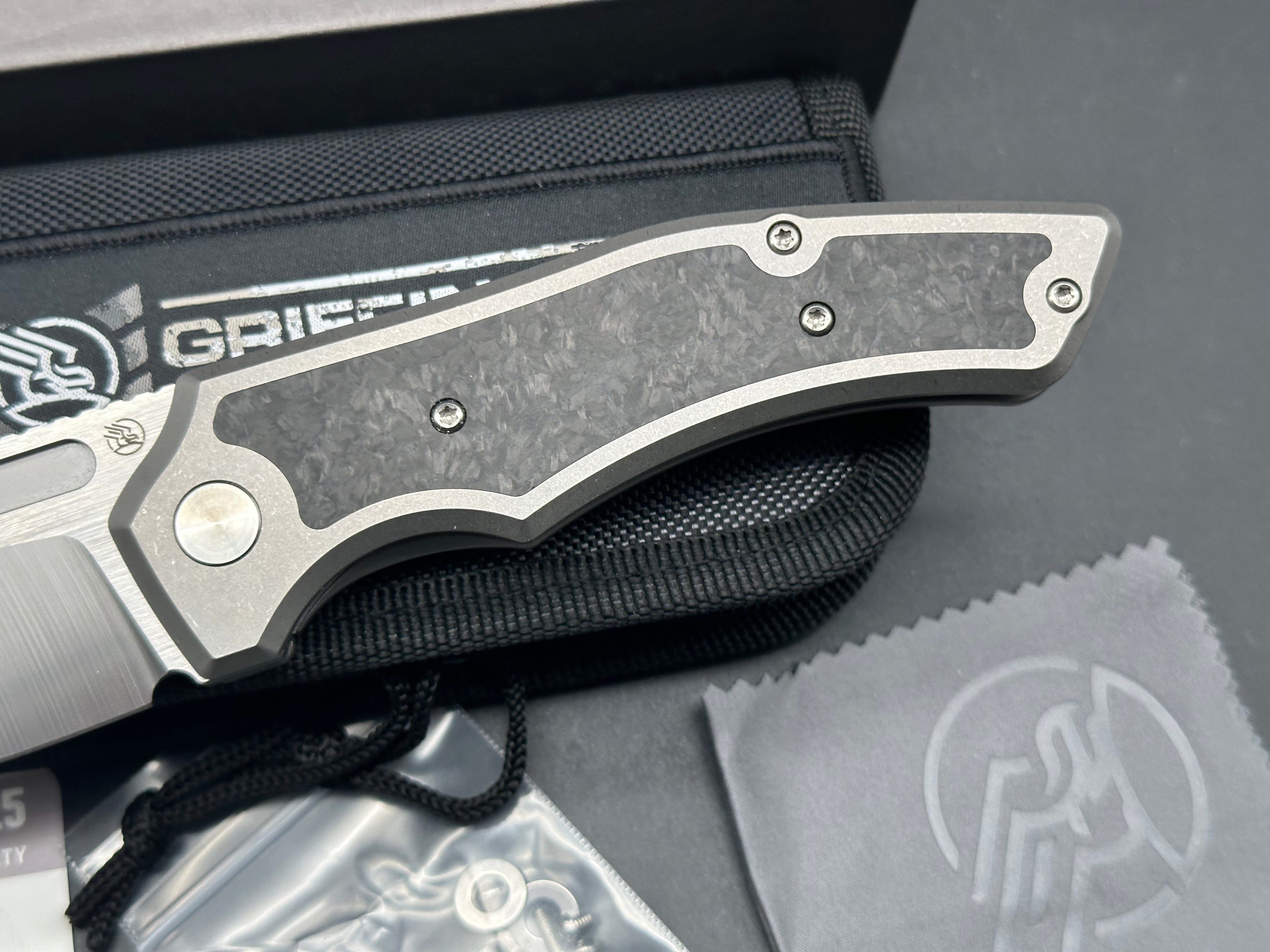 Premium Griffin Scout F3.5 Folding Knife - CPM Magnacut Blade with Satin Finish & Stonewashed Titanium Handles - EDC, Outdoor Survival, Camping, Hunting Gear