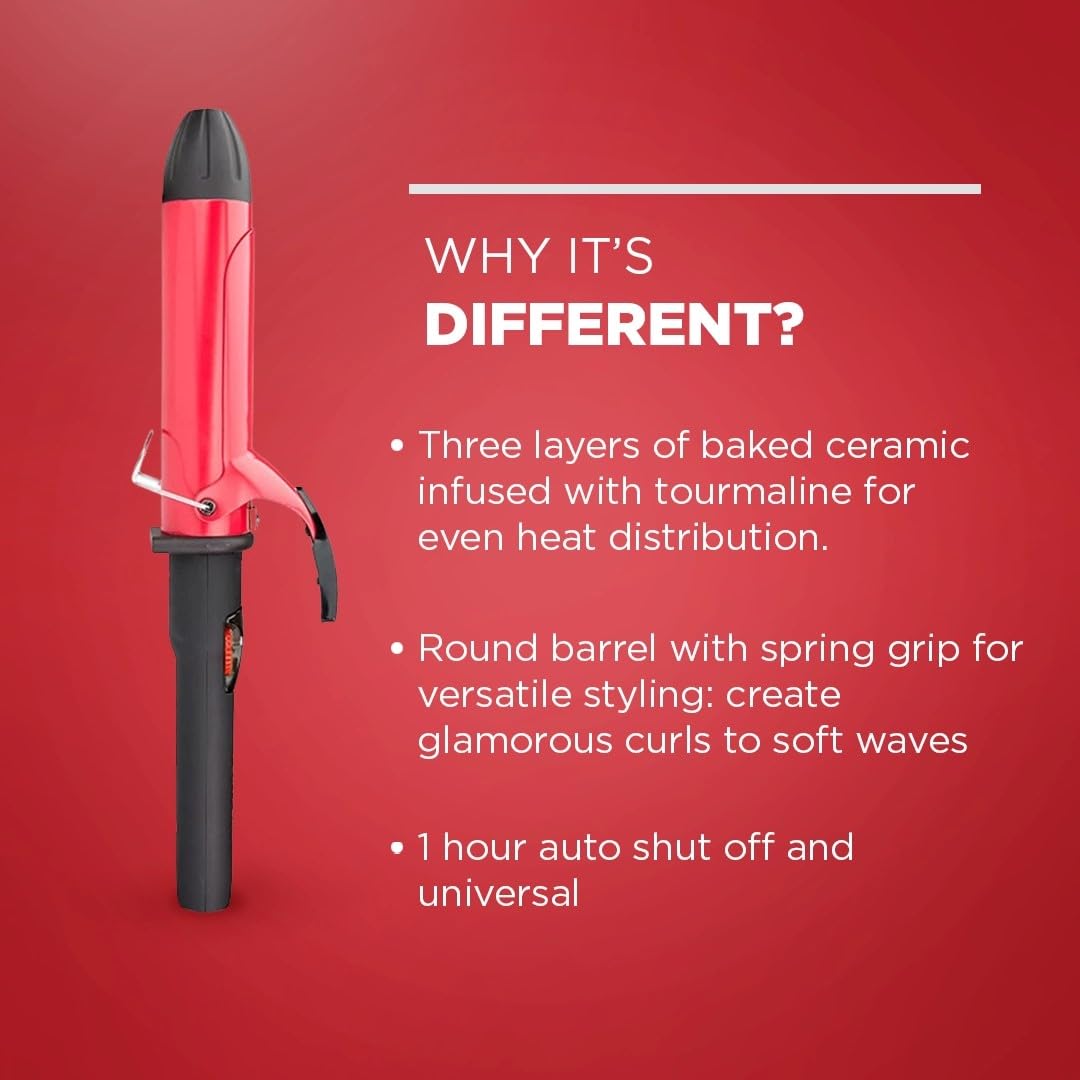 FHI Heat Tourmaline Ceramic Professional Hair Curling Iron for Salon-Quality Waves & Curls - Perfect for Home Styling, Special Occasions & Everyday Looks
