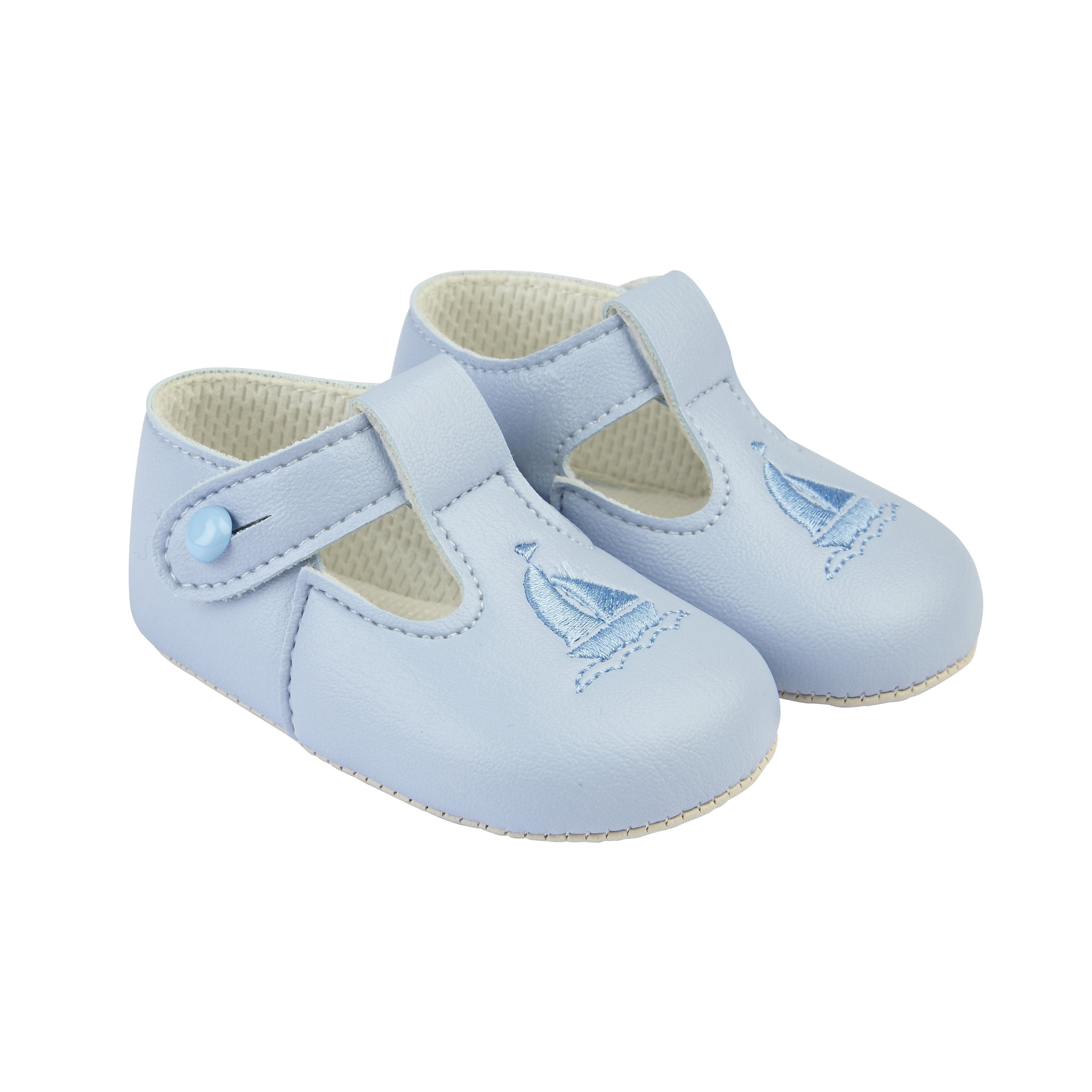 Blue Sailboat Soft Sole Baby Shoes - Non-Slip Crib Shoes for Infants & Toddlers - Perfect for First Walkers, Playtime & Nursery