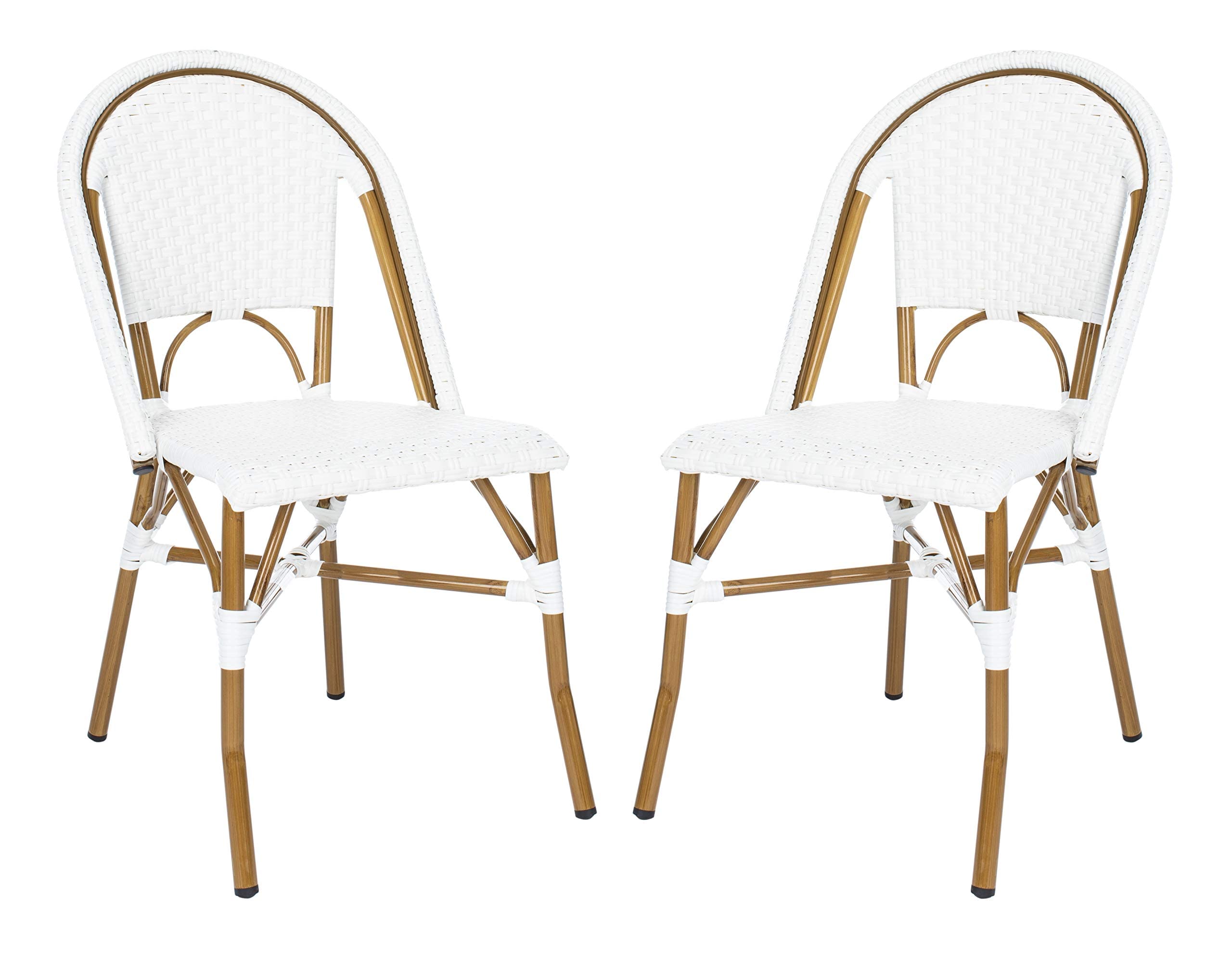Safavieh Hooper Indoor-Outdoor Stacking Side Chairs Set of 2 - Black & White - Perfect for Patio, Garden, Dining Room & Small Space Decor