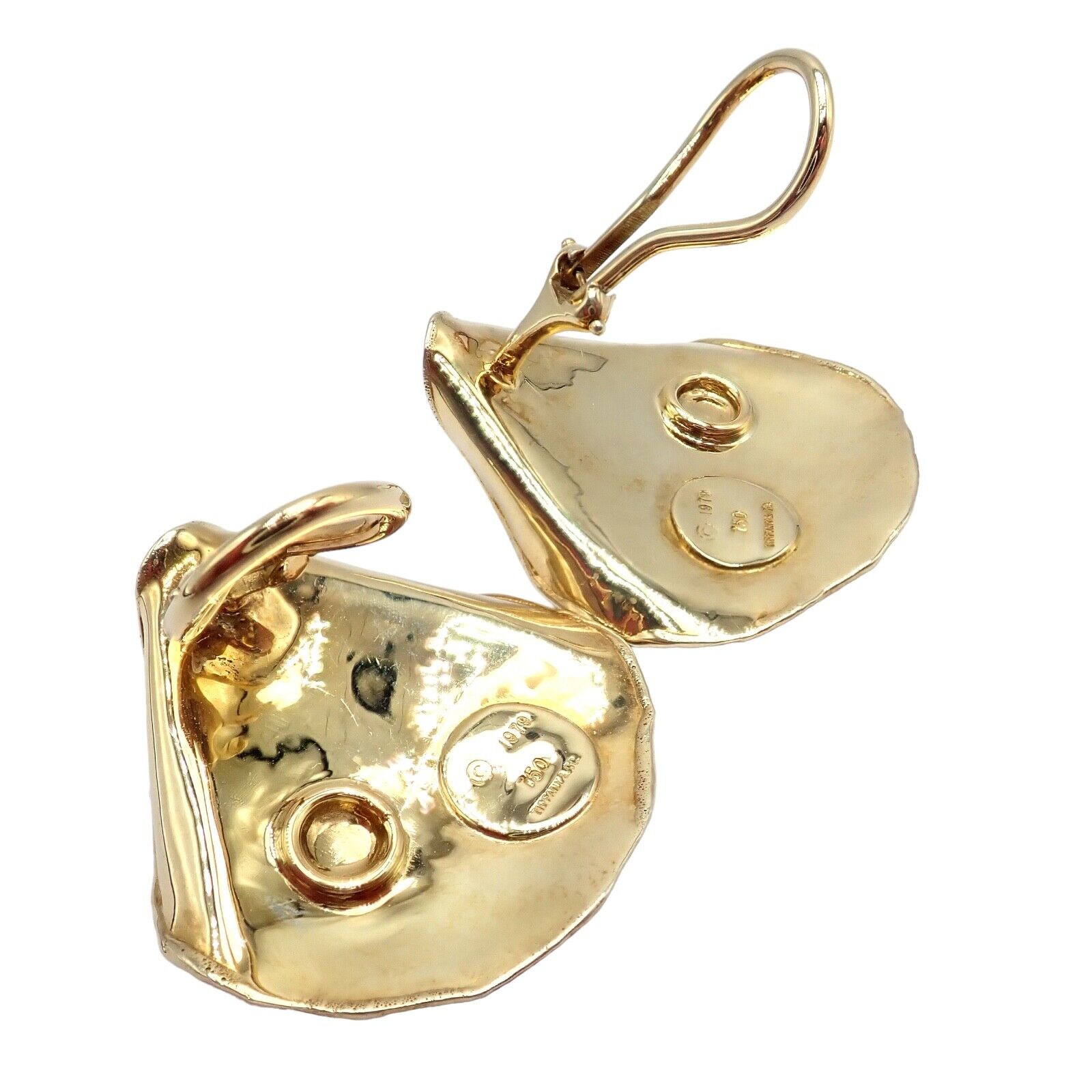 Authentic Tiffany & Co Angela Cummings 18k Yellow Gold Rose Petal Earrings Vintage 1979 - Elegant Jewelry for Weddings, Anniversaries & Special Occasions