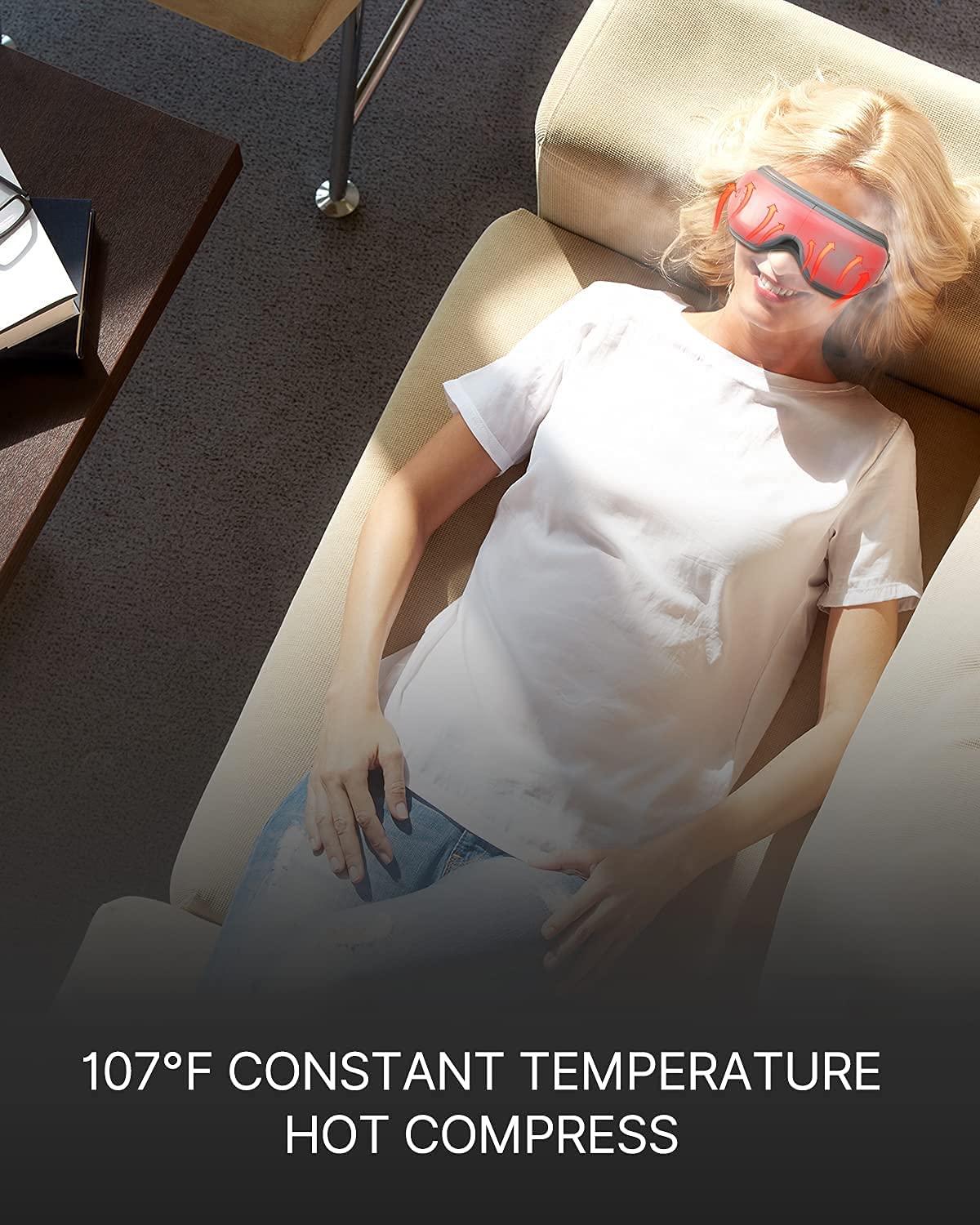RENPHO Eye Massager with Heat - Black & White - Relieves Eye Strain, Headaches & Dry Eyes - Perfect for Office, Travel & Home Use