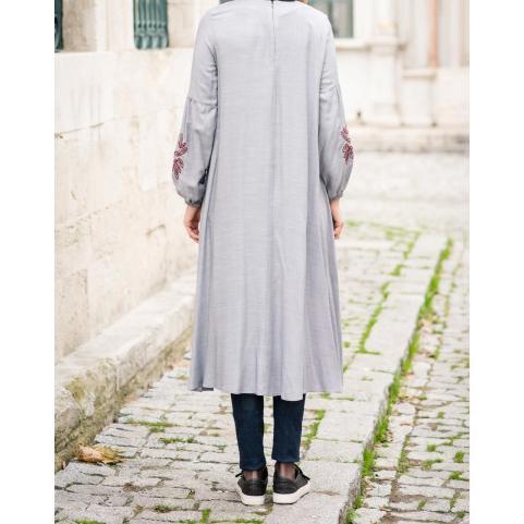 Abaci Modest Tunic T10332 M38 Navy/White - Flowy Women's Tops for Casual Wear, Church & Work