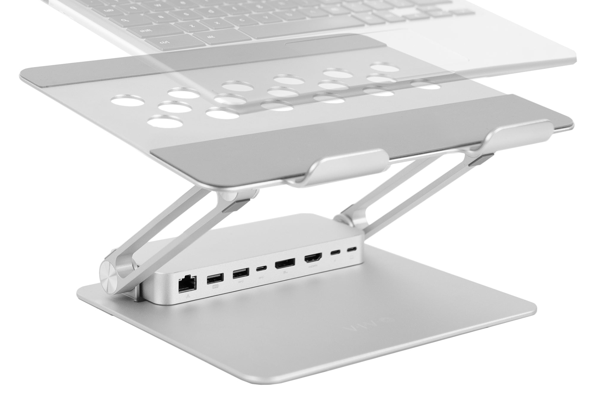Premium Aluminum Laptop Stand with Docking Station - Adjustable Ergonomic Riser for MacBook & Windows Laptops - Perfect for Home Office, Workstation & Gaming Setup