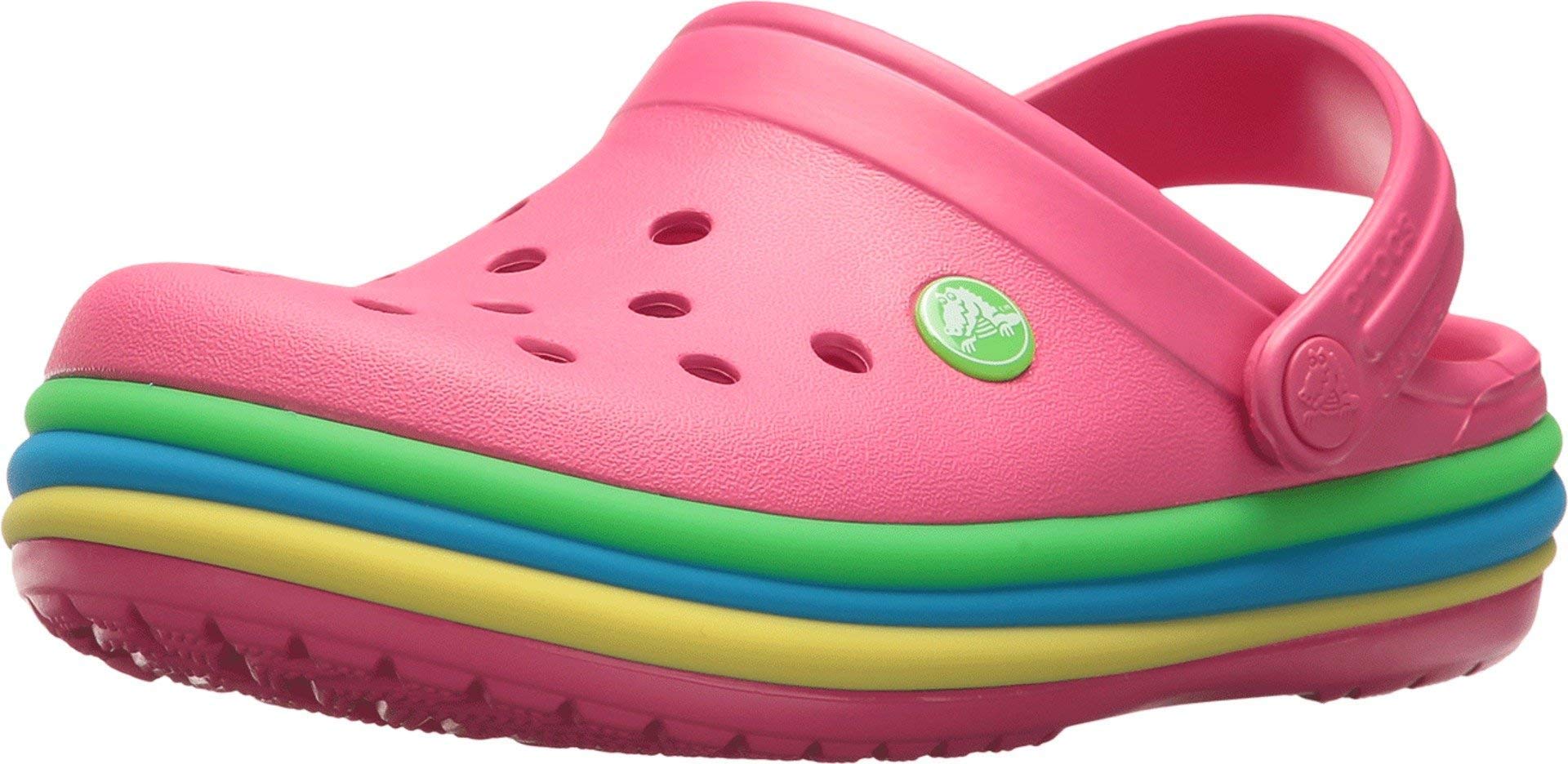 Unisex Kids Crocs Core Crocband Rainbow Clogs - Comfortable & Colorful Slip-On Shoes for Boys & Girls - Perfect for Playtime, School & Outdoor Activities