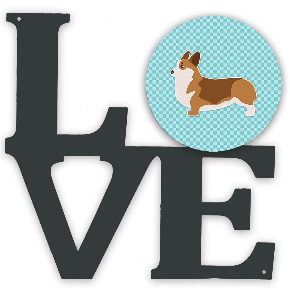 Corgi Checkerboard Blue Metal Wall Art - Indoor & Outdoor Decor for Patio, Bathroom, Kitchen - Colorful Aluminum & Black Steel Sculpture - Perfect for Home, Office, and Garden Decoration