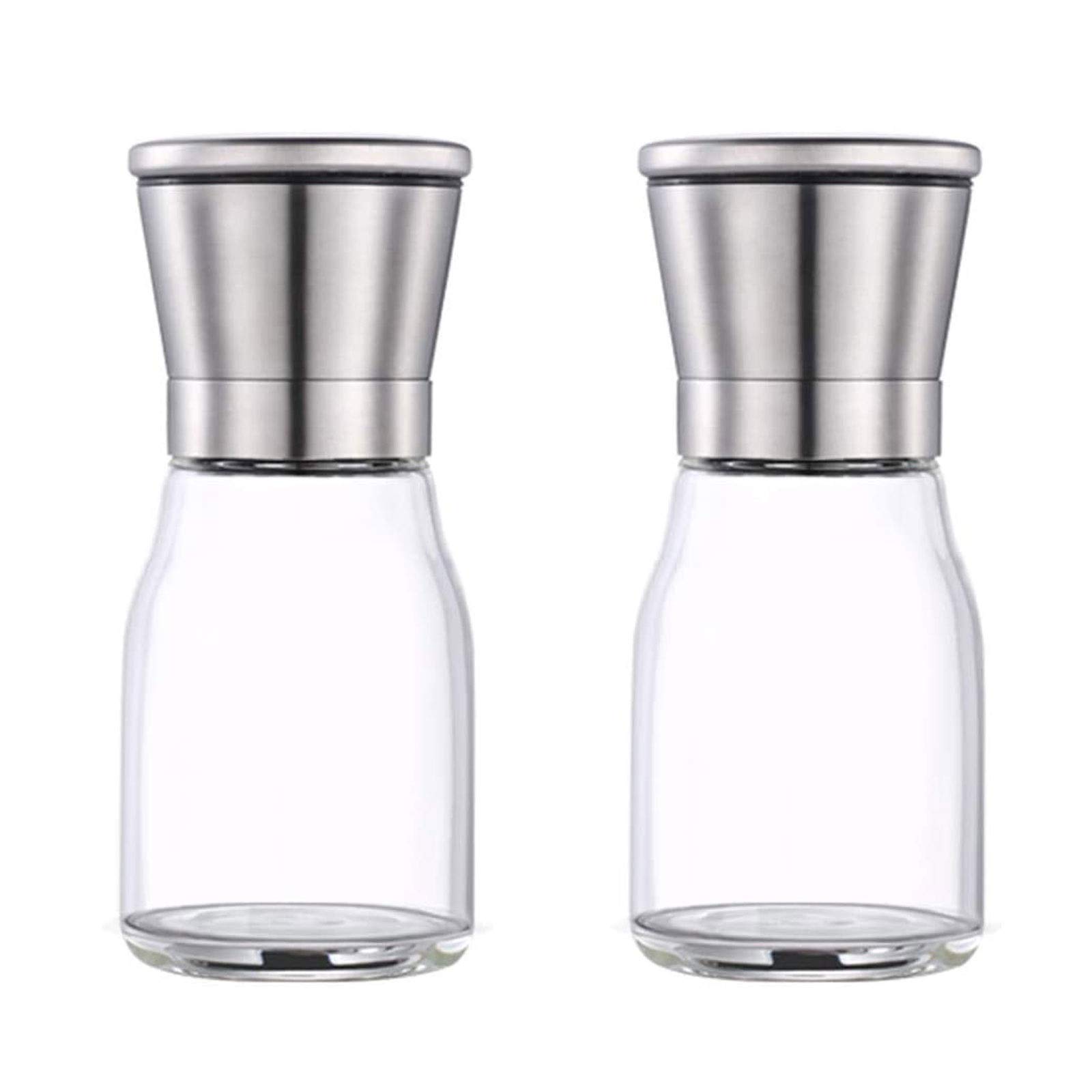 Premium Adjustable Salt and Pepper Grinder Set - Stainless Steel Spice Mill with Coarseness Control - Easy Refill Kitchen Essential for Cooking, Dining & Gifting (2-Piece Set)