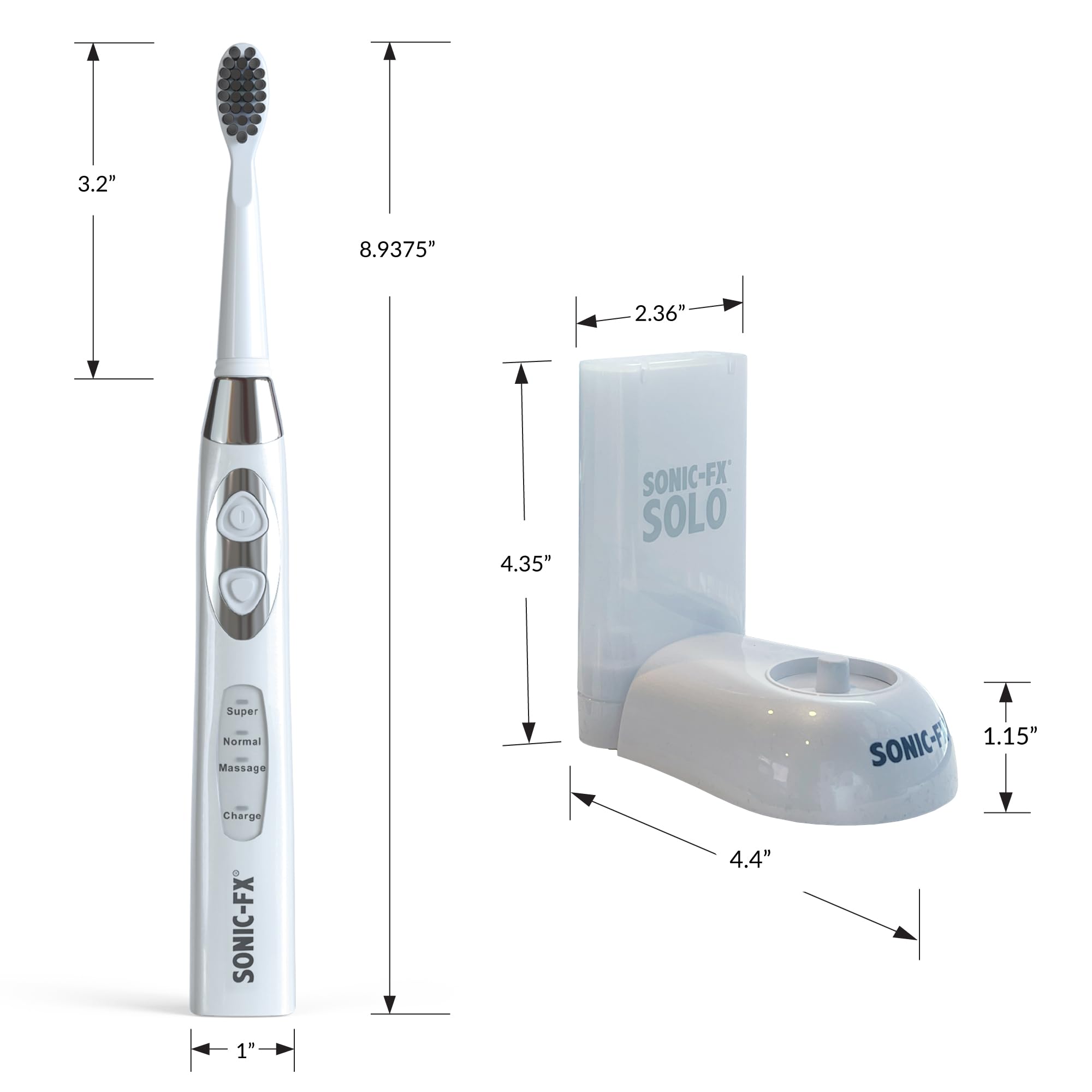 Solo Rechargeable Electric Toothbrush with 10 Brush Heads & Interdental Cleaner - Charcoal Bristles, 3 Modes, Smart Timer, 2-Month Battery Life - Perfect for Travel & Daily Oral Care (White)