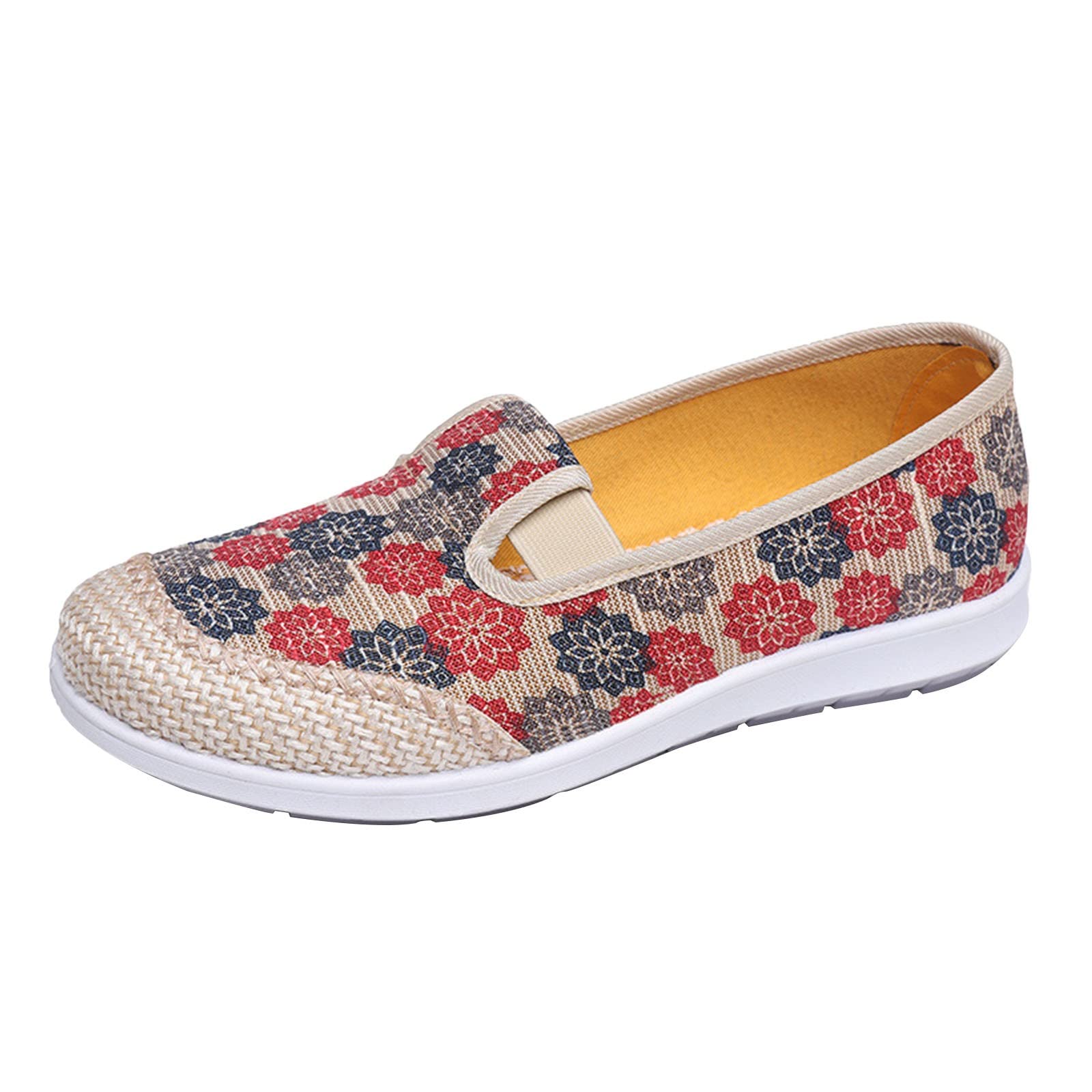 **Men's Wide Width Casual Loafers & Women's Ethnic Floral Strap Print Shoes - Comfortable Slip-Ons for Walking, Work & Everyday Wear**
