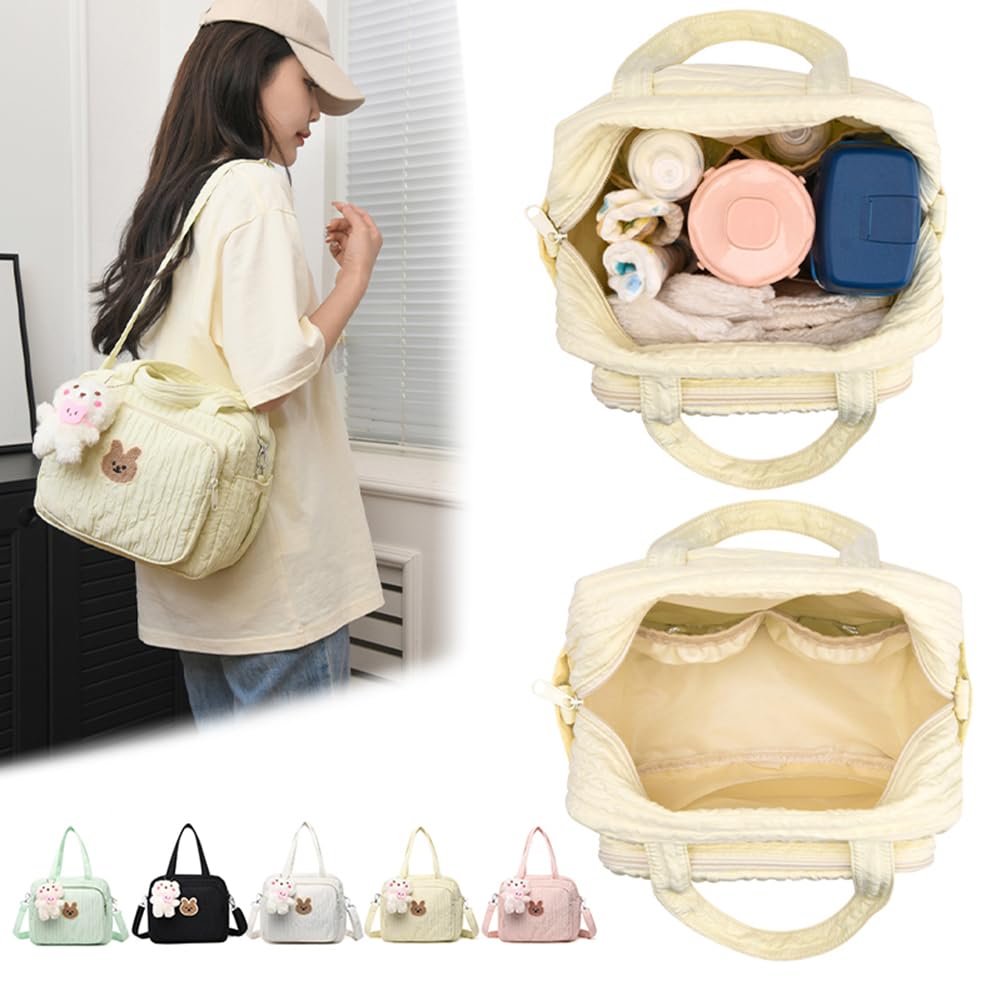 Waterproof Diaper Bag Tote for Moms - Large Travel Baby Bag with Multiple Pockets, Stroller Hooks & Insulated Bottle Holder (Yellow) - Perfect for Daycare, Shopping Trips & Family Vacations