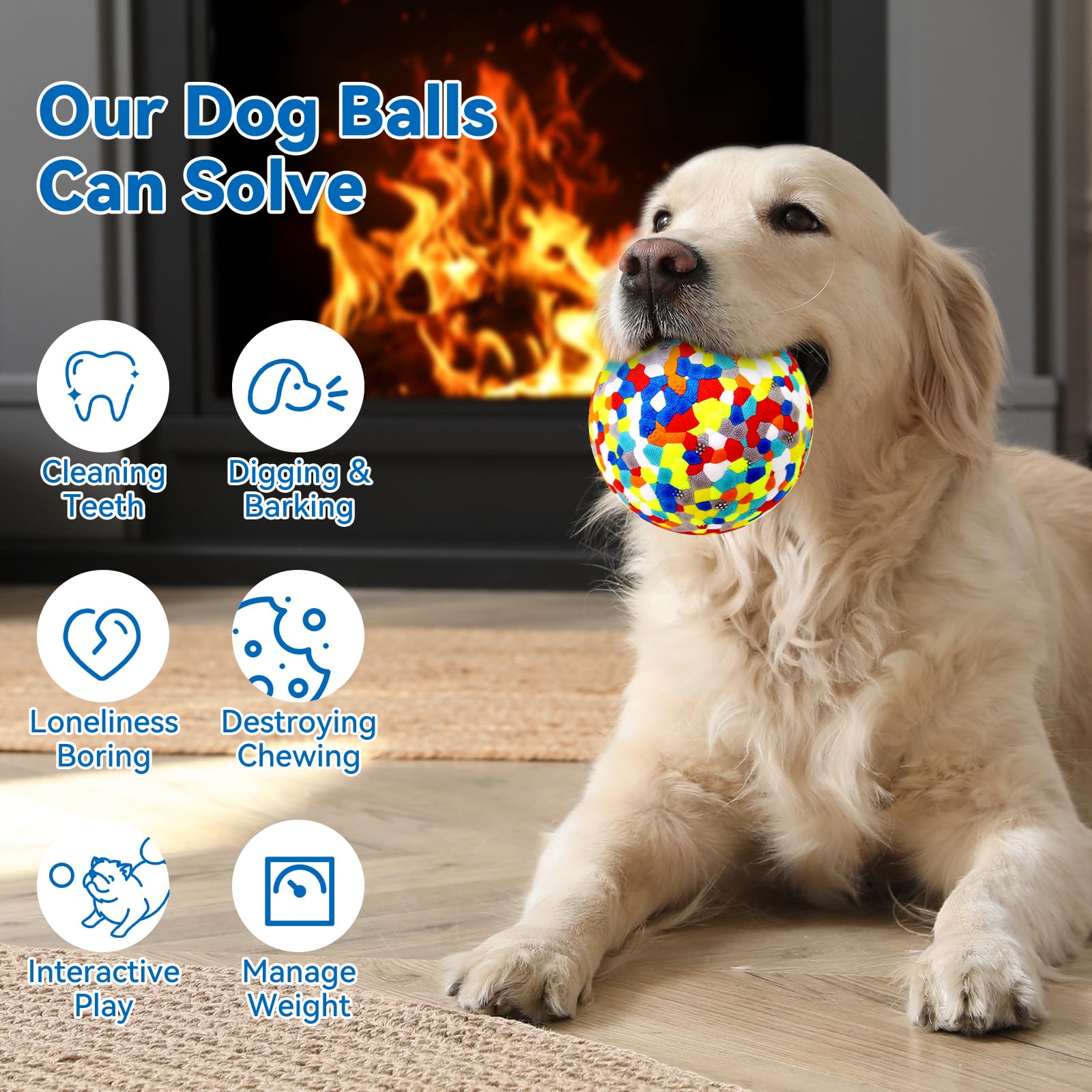 Indestructible Dog Ball for Aggressive Chewers - Tough Chew Toy for Large & Medium Breed Dogs, Bouncing Fetch Toy, Water-Resistant Dog Ball - Perfect for Outdoor Play, Training & Interactive Games