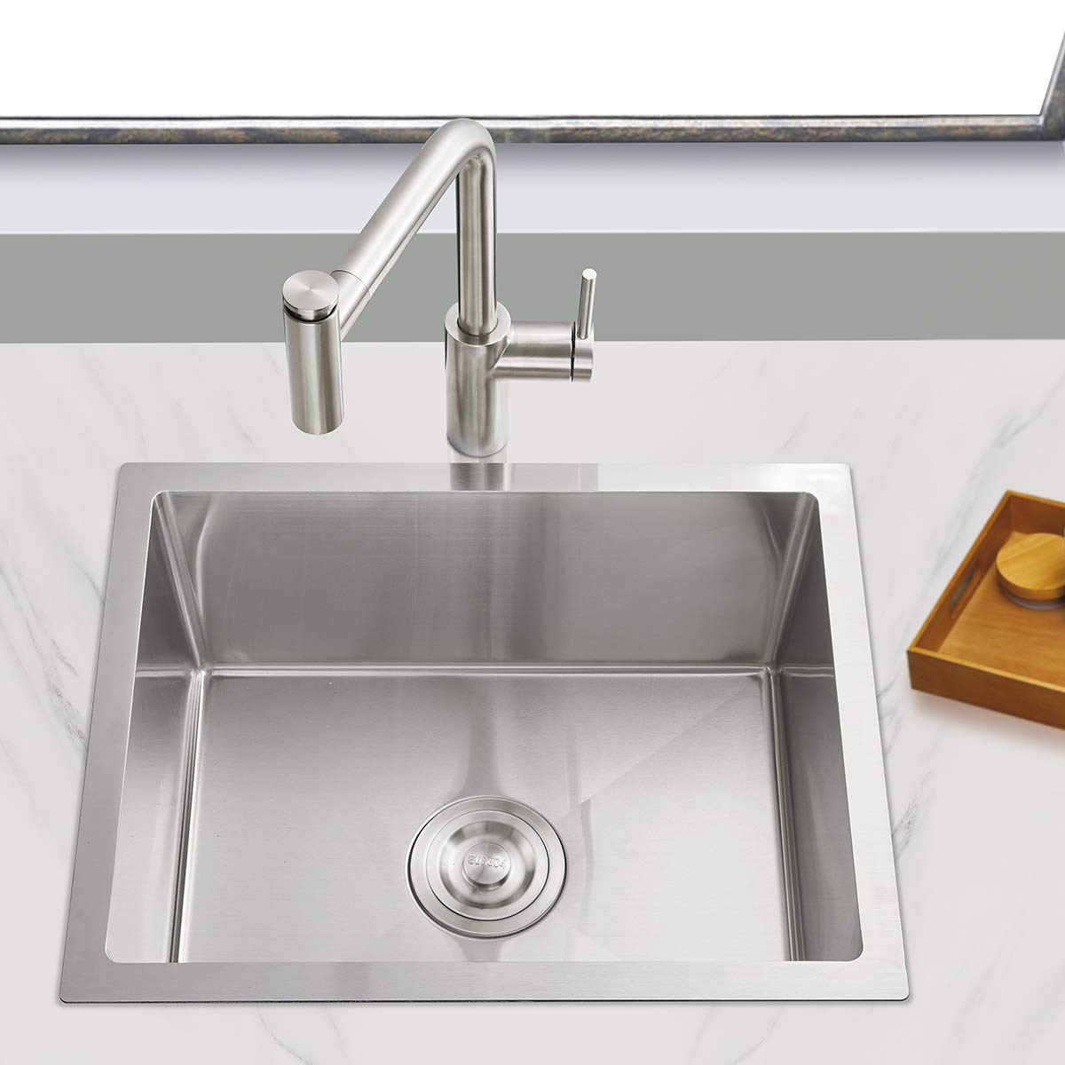 OUGOO 22x18 Inch Undermount Kitchen Sink - 18 Gauge Stainless Steel Single Bowl Drop-in Tight Radius Handmade Sink for Modern Kitchens | Perfect for Small Spaces & Busy Home Chefs