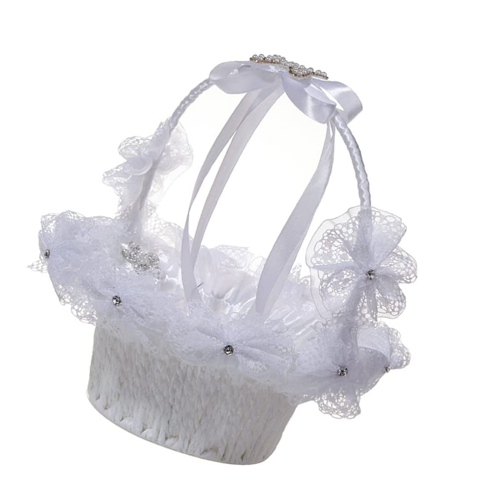 Elegant Flower Girl Basket - Delicate Wedding Flower Holder for Bridesmaids, Flower Girls | Portable Handheld Basket for Wedding Decorations, Ceremony & Reception | Perfect for Outdoor Weddings, Photo Shoots & Special Events
