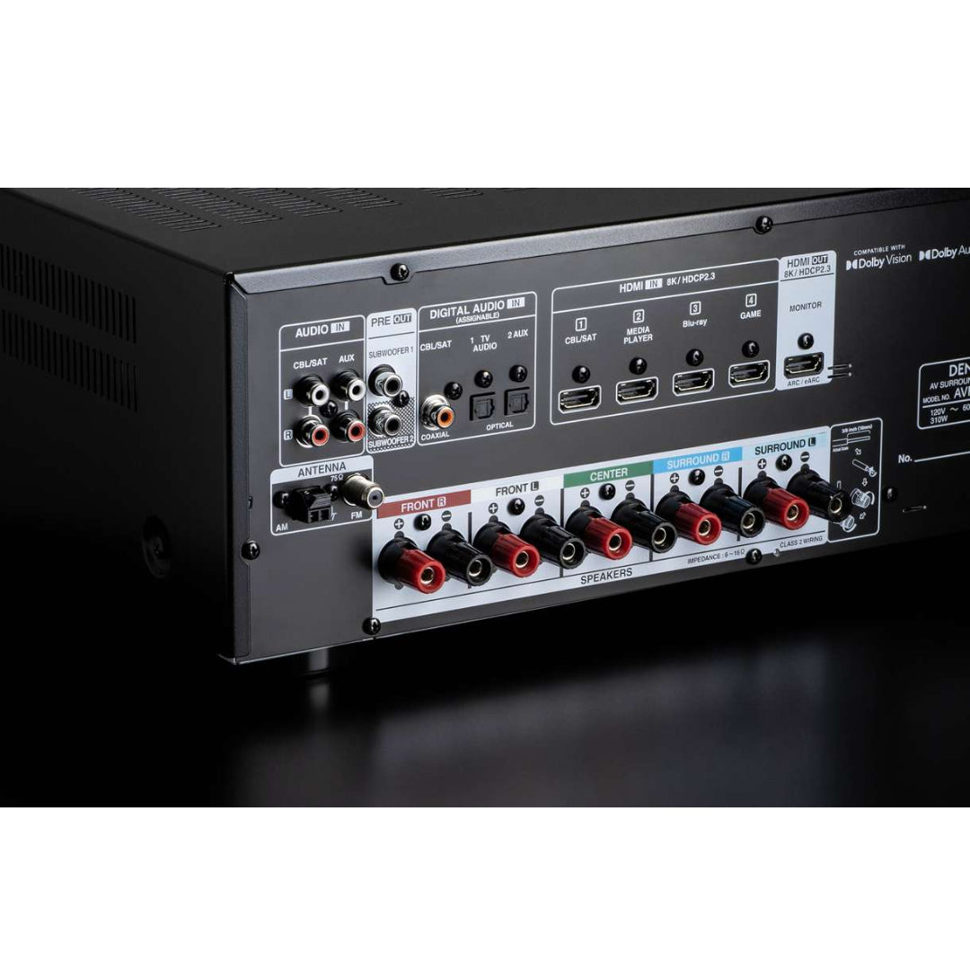 Denon AVR S570BT 5.2 Channel 8K Ultra HD AV Receiver with Bluetooth - Home Theater Audio System for Movies, Music & Gaming