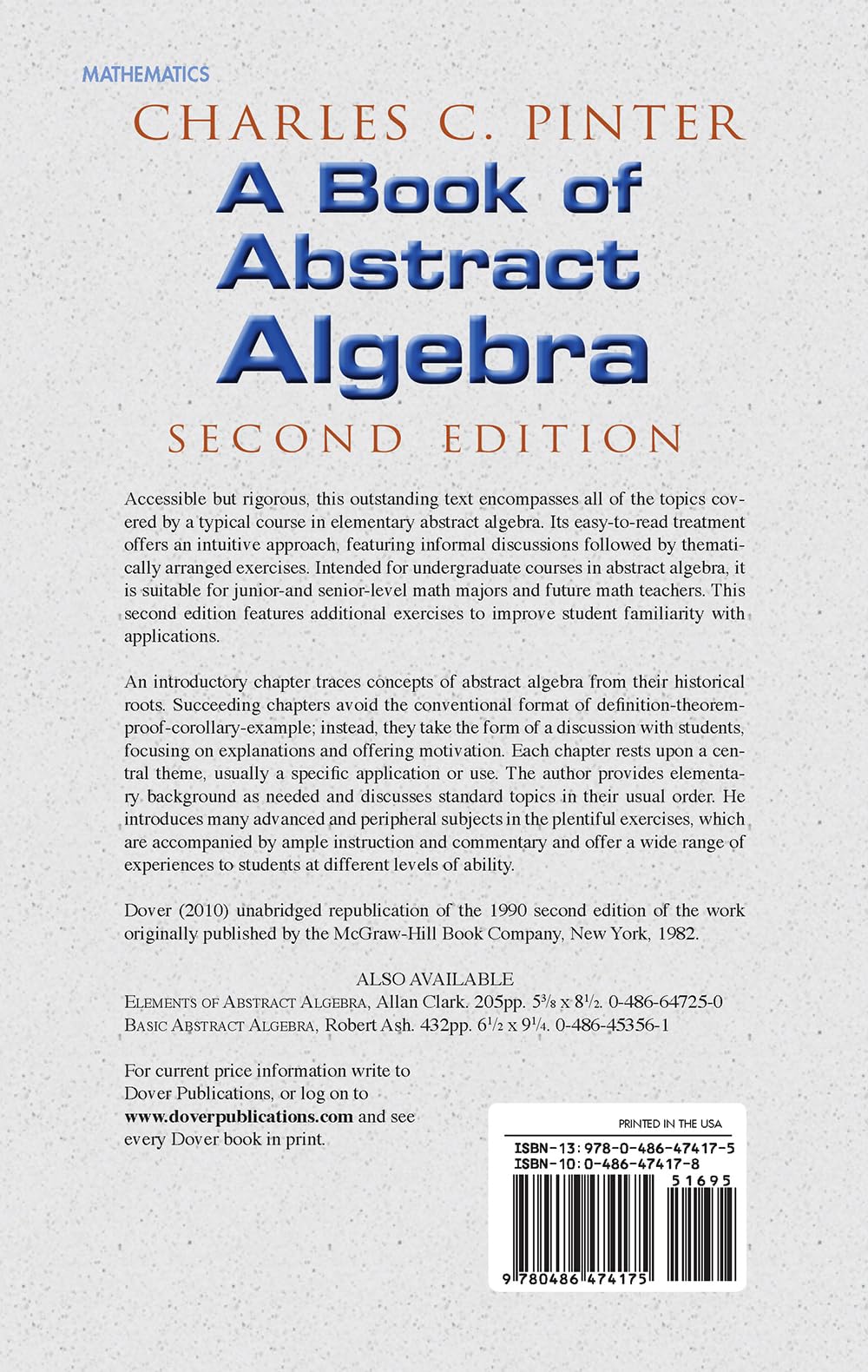 Abstract Algebra Book: Second Edition - Dover Mathematics Textbook | Perfect for College Students & Self-Study