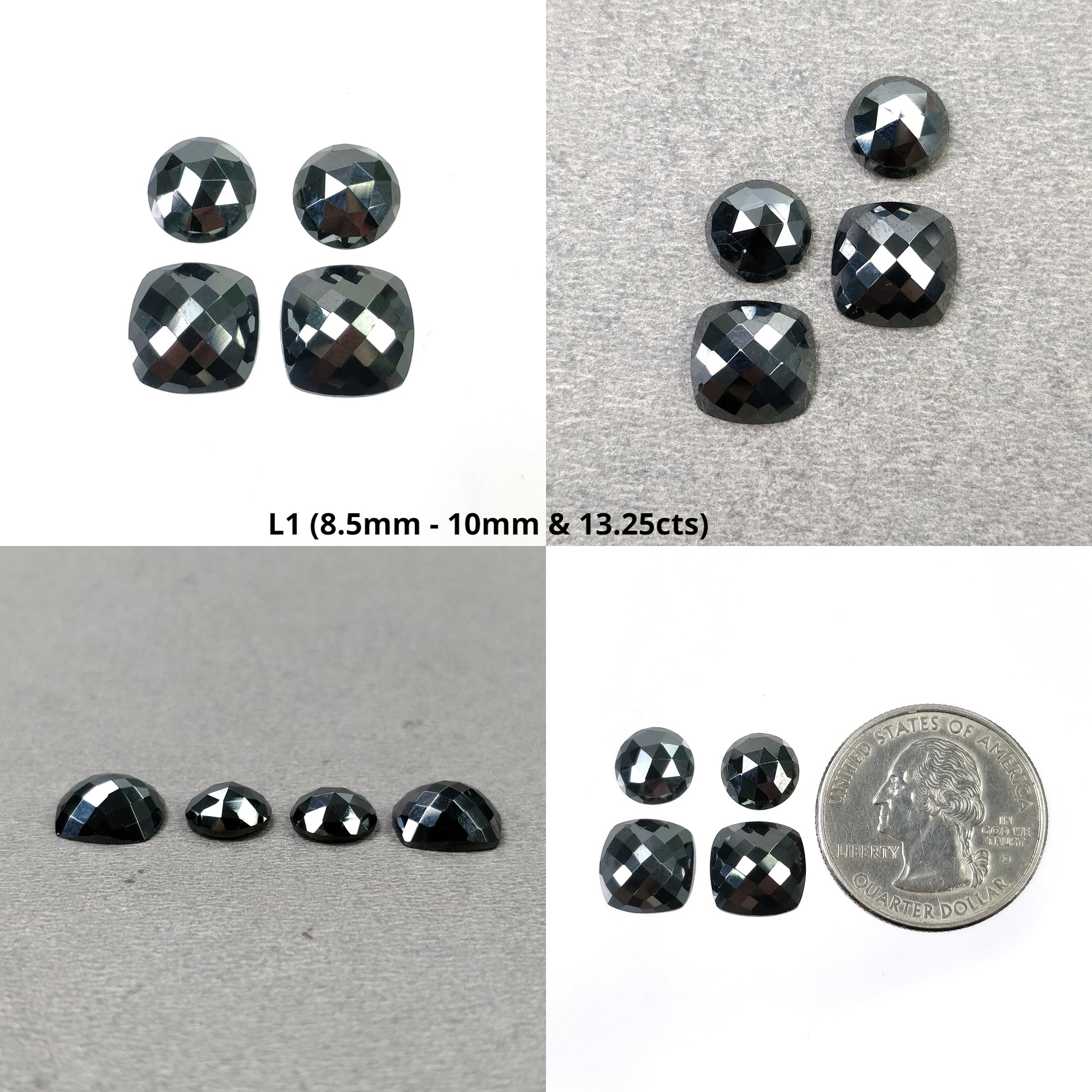 Natural Black Hematite Gemstone Rose Checker Cut Oval Cushion - Untreated & Unheated (4pcs/7pcs/11pcs) for Jewelry Making, Healing Crystals & Meditation Accessories