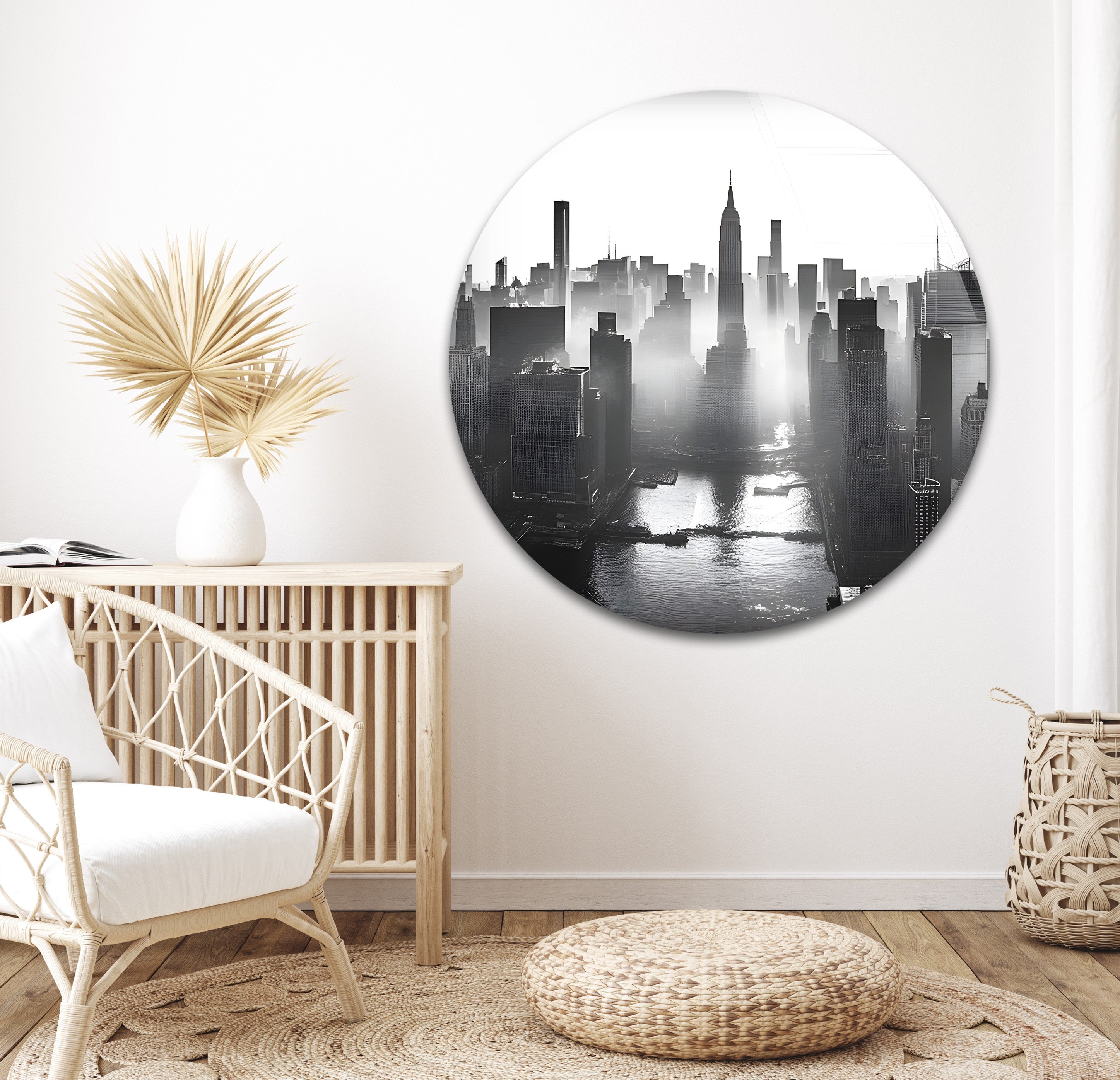 Black and White New York City Skyline Wall Art - Modern Glass Canvas Print for Home & Office Decor | Perfect for Living Room, Bedroom, or Workspace